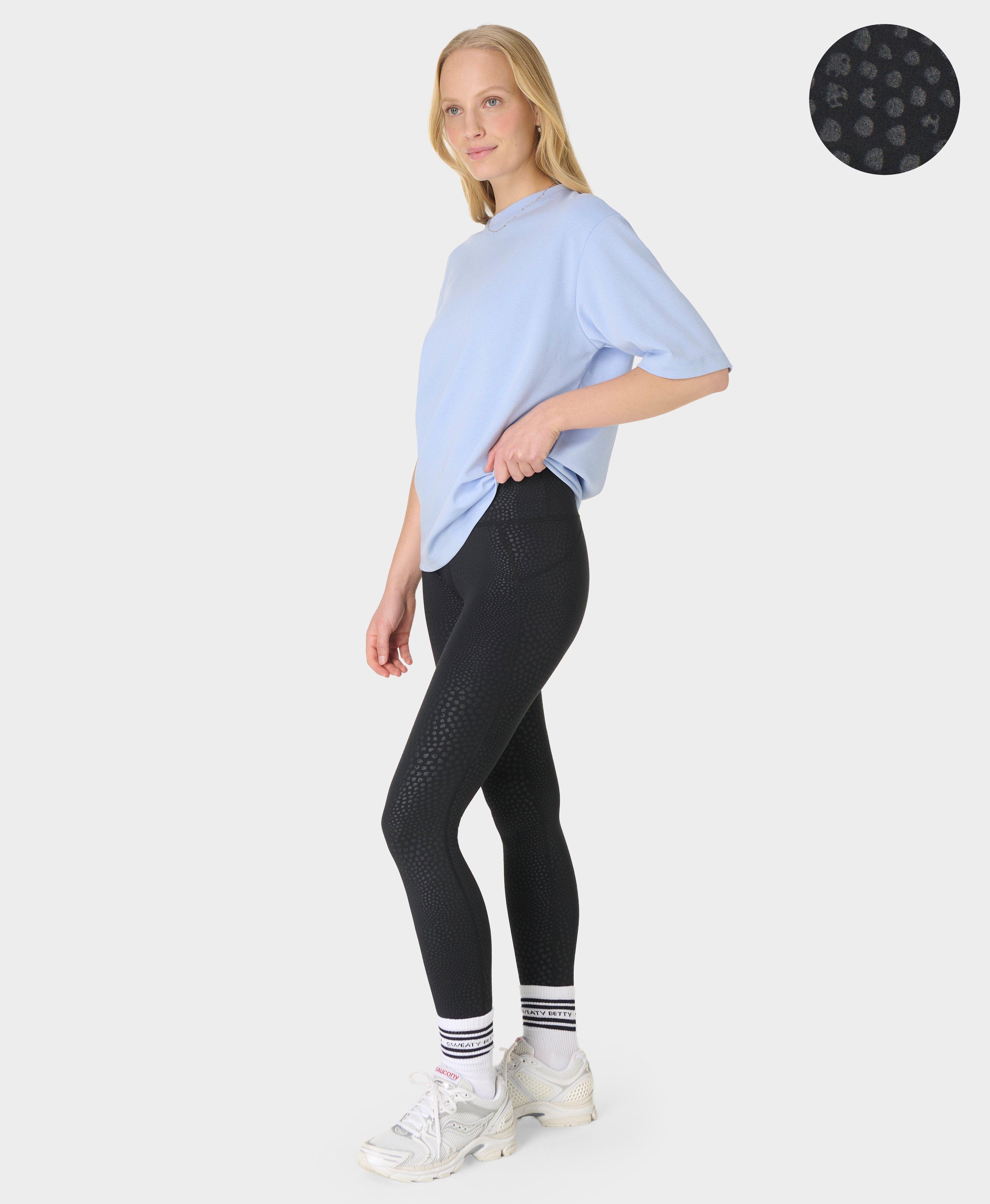 All Day Leggings - Black Reptile Emboss Print - Full Length
