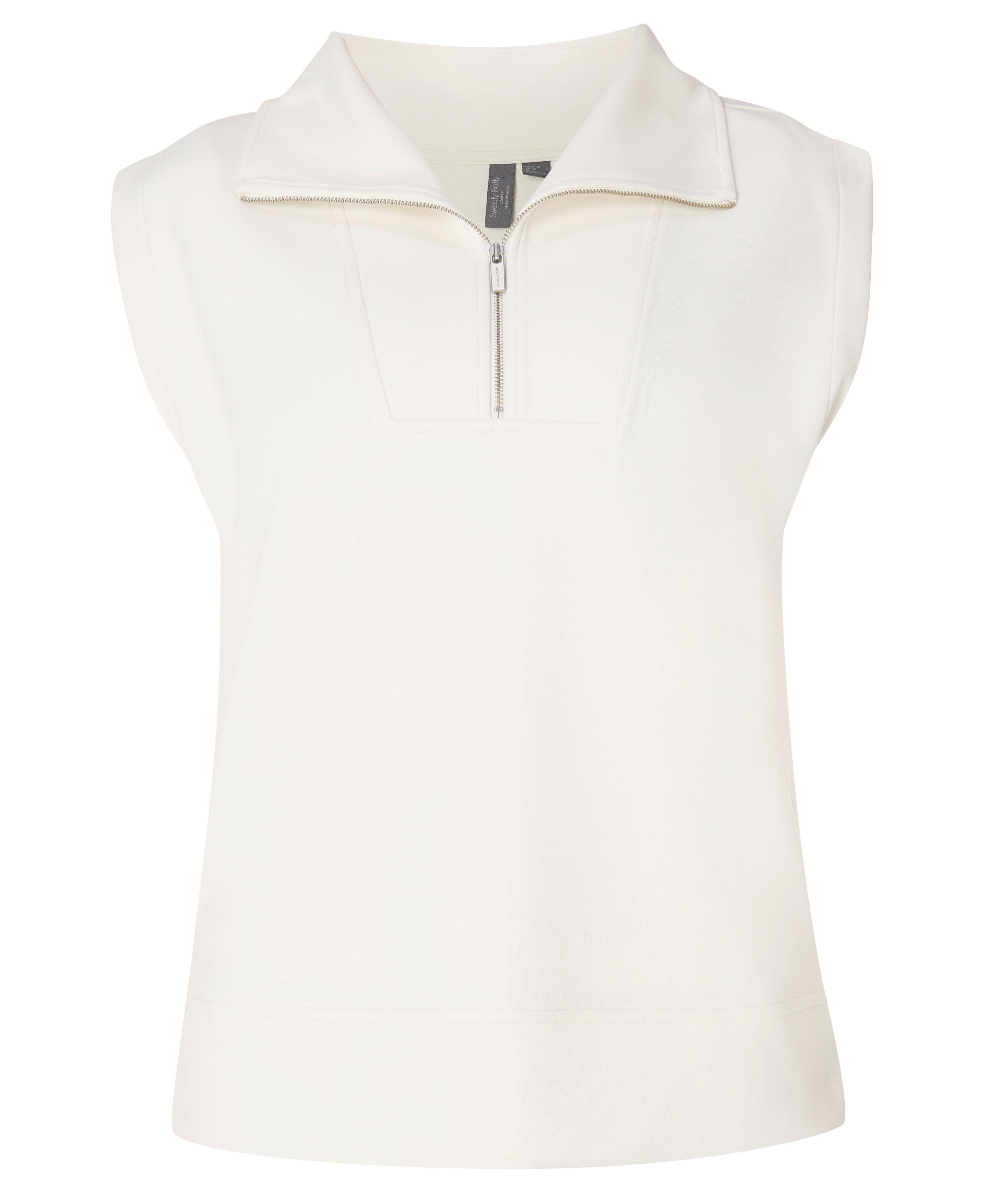Sand Wash CloudWeight Half Zip Sleeveless Pullover - Coconut Cream