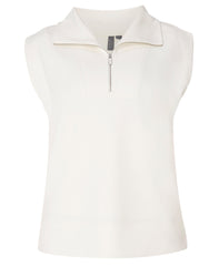 Sand Wash CloudWeight Half Zip Sleeveless Pullover - Coconut Cream