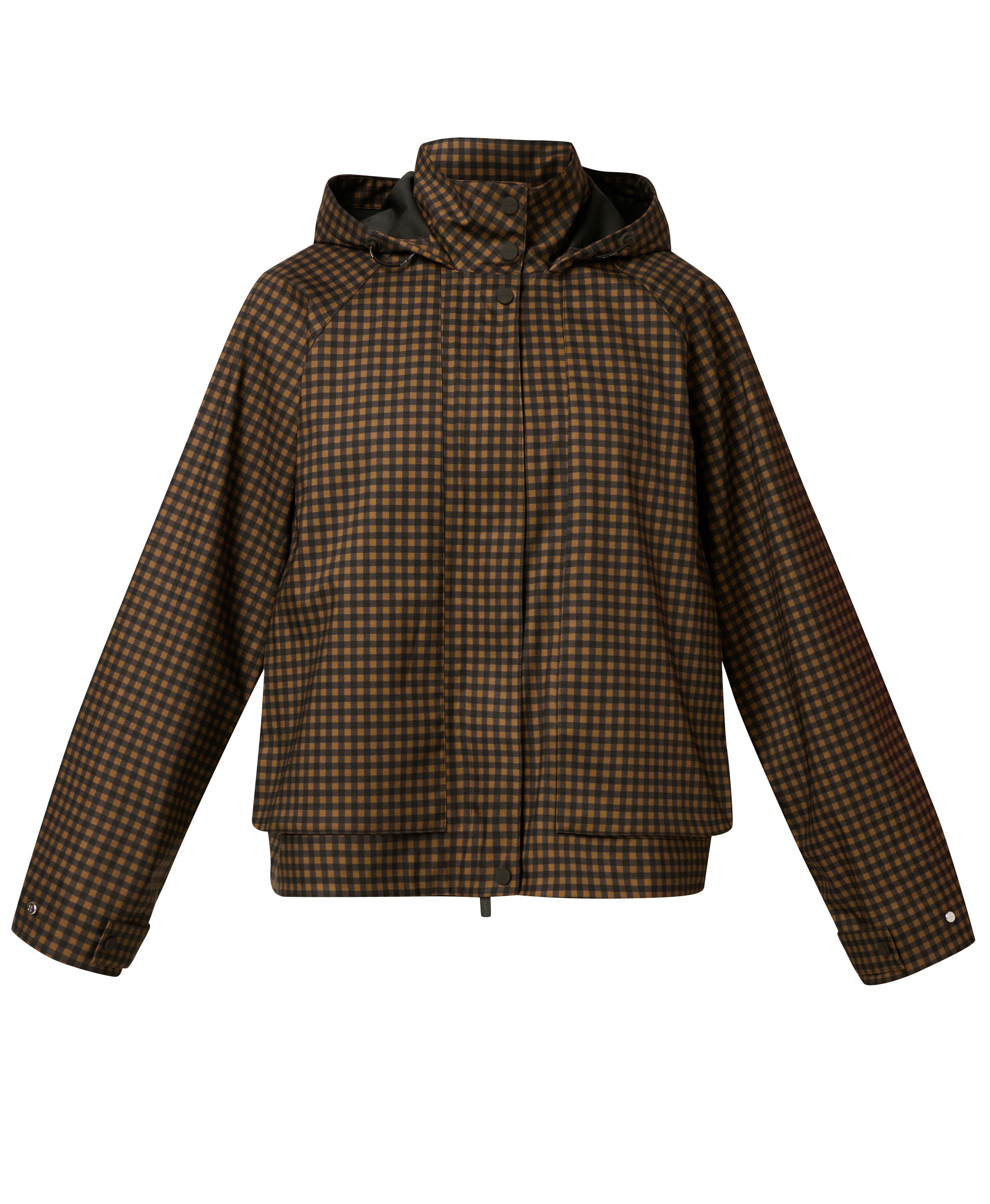 Motion Waterproof Cropped Jacket - Brown Mini Check Print