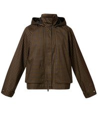 Motion Waterproof Cropped Jacket - Brown Mini Check Print