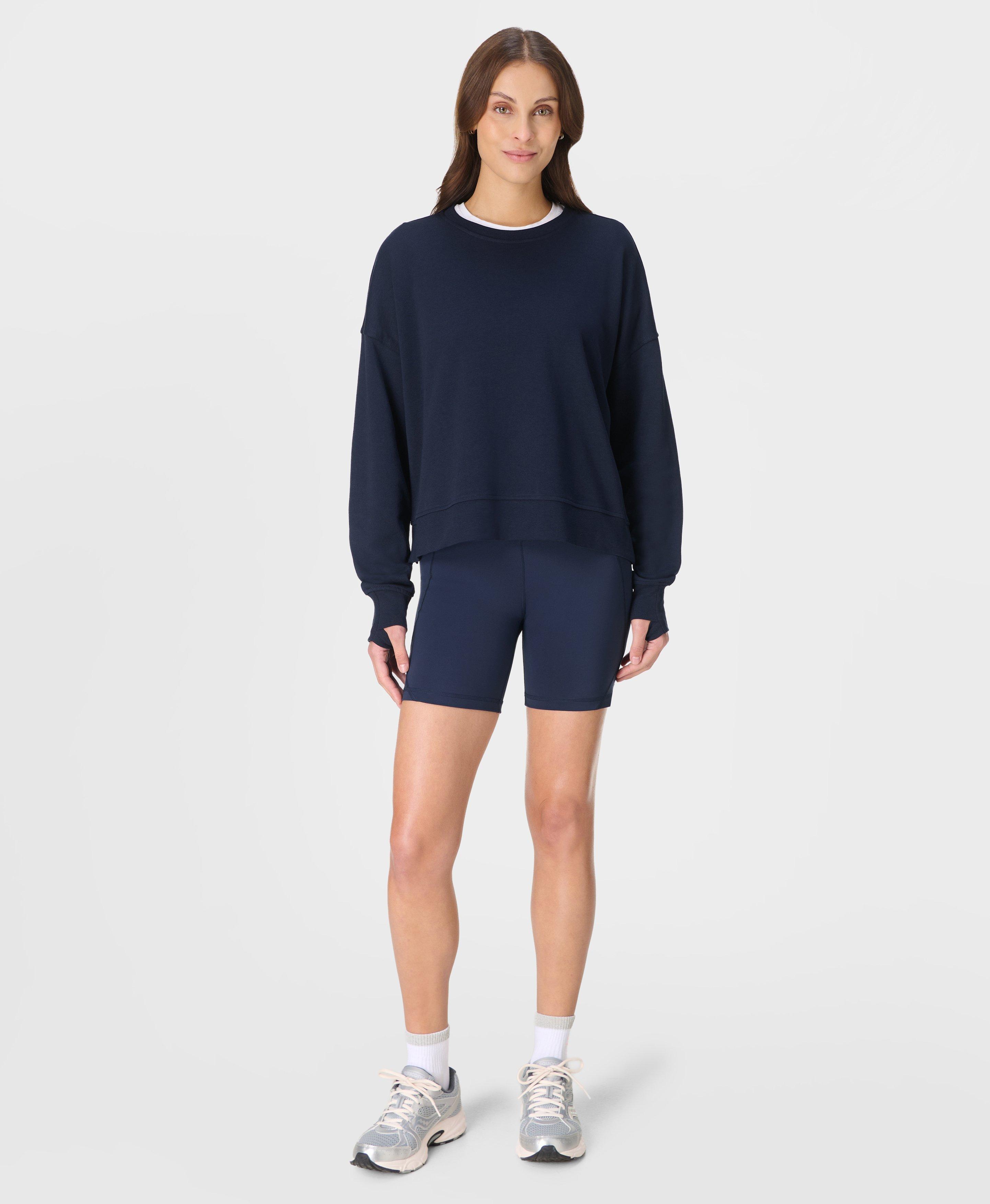 After Class Crop Sweatshirt - Navy Blue