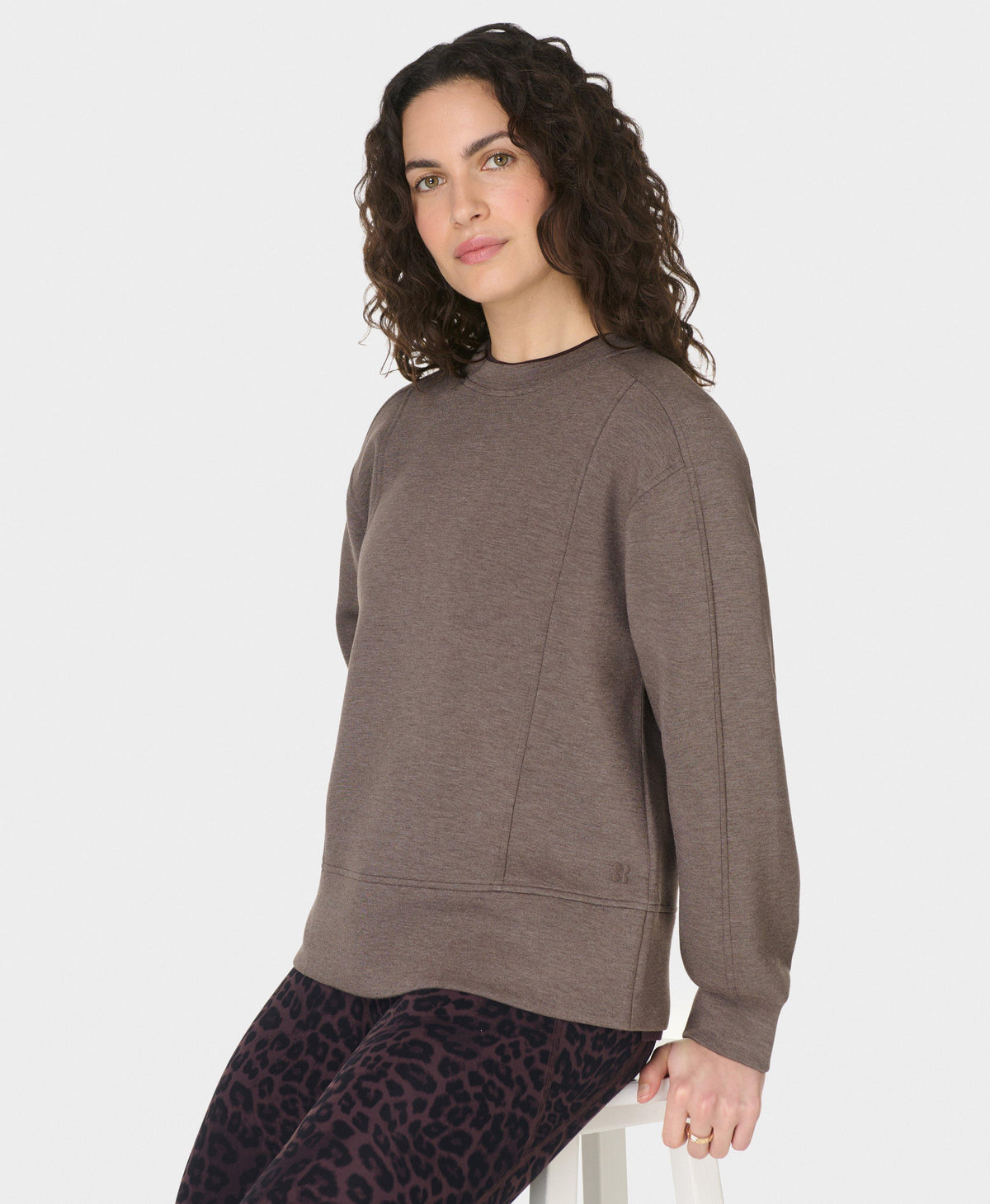 Wind Down Crew Neck Sweater - Taupe Brown Marl