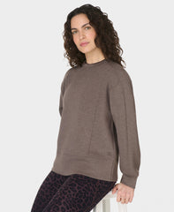 Wind Down Crew Neck Sweater - Taupe Brown Marl