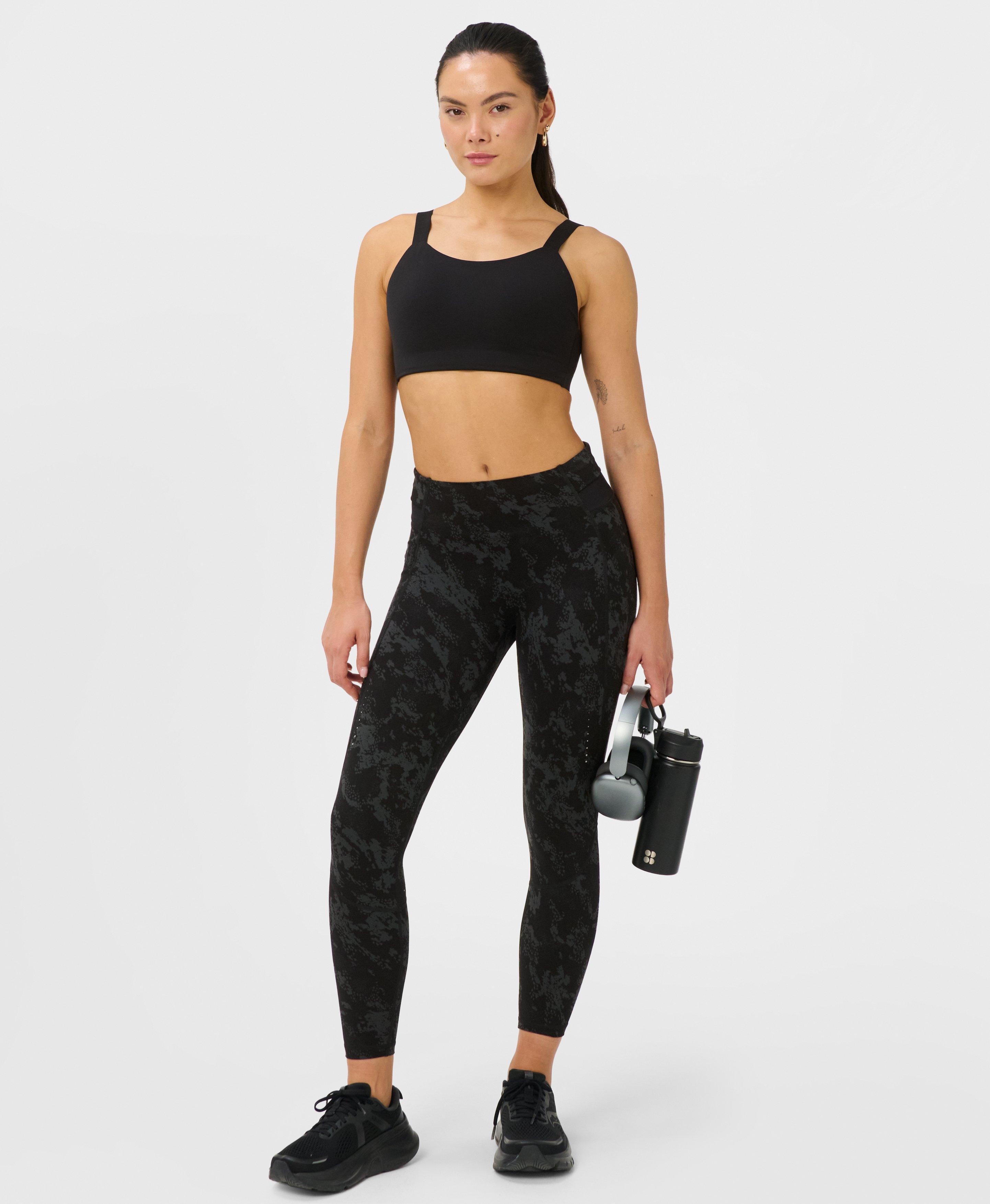 Runner's High Power 7/8 Leggings - Black Cliff Face Print - 7/8 Length