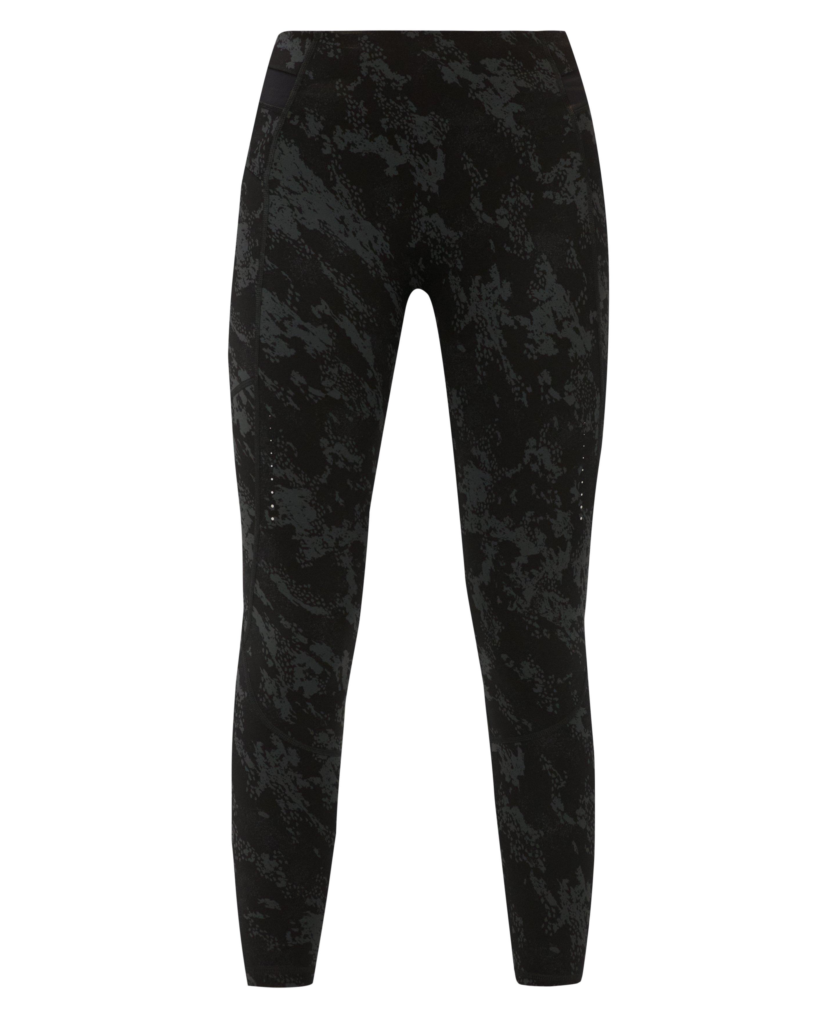 Runner's High Power 7/8 Leggings - Black Cliff Face Print - 7/8 Length