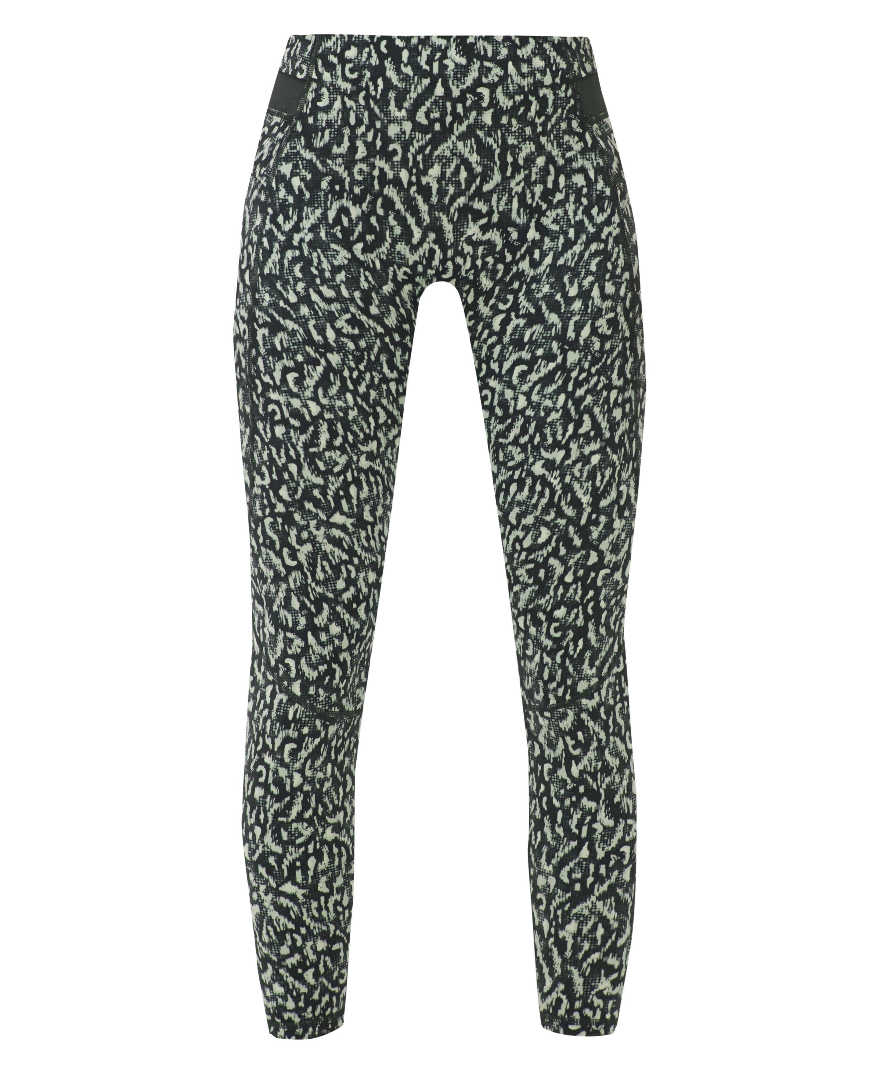 Runner's High Power 7/8 Leggings - Green Wild Tech Print - 7/8 Length