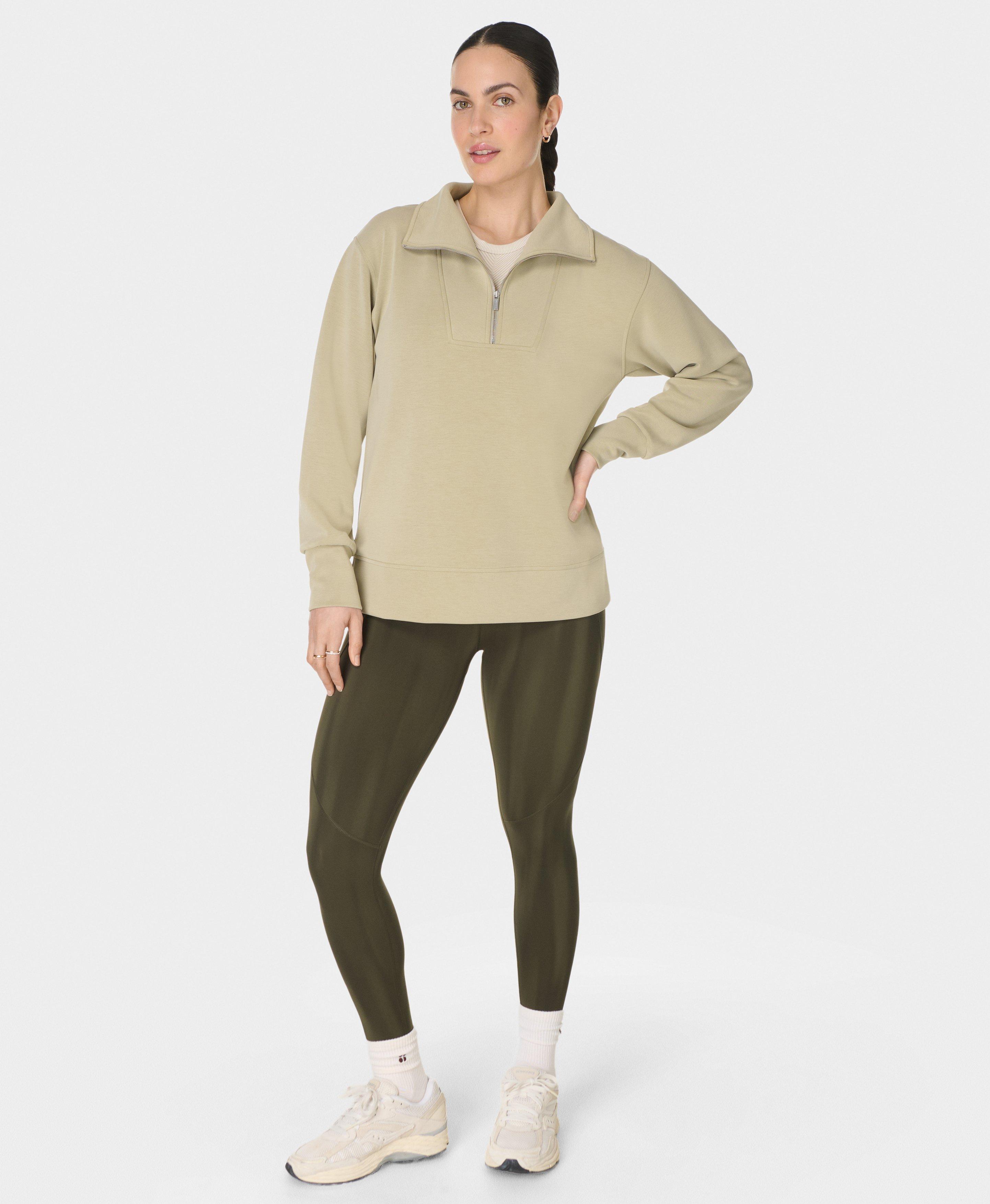 Sand Wash Half Zip Longline Sweatshirt - Bay Green
