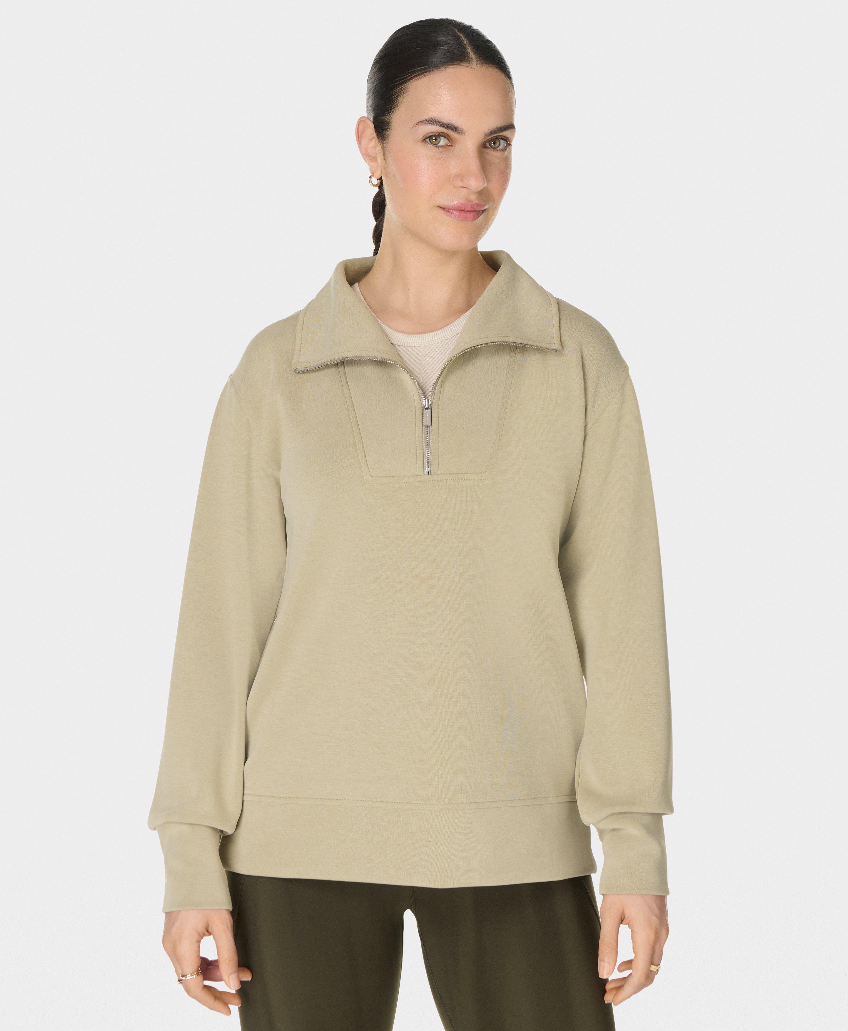 Sand Wash Half Zip Longline Sweatshirt - Bay Green