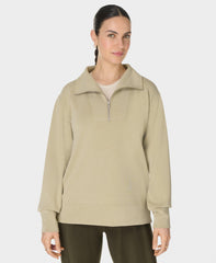 Sand Wash Half Zip Longline Sweatshirt - Bay Green