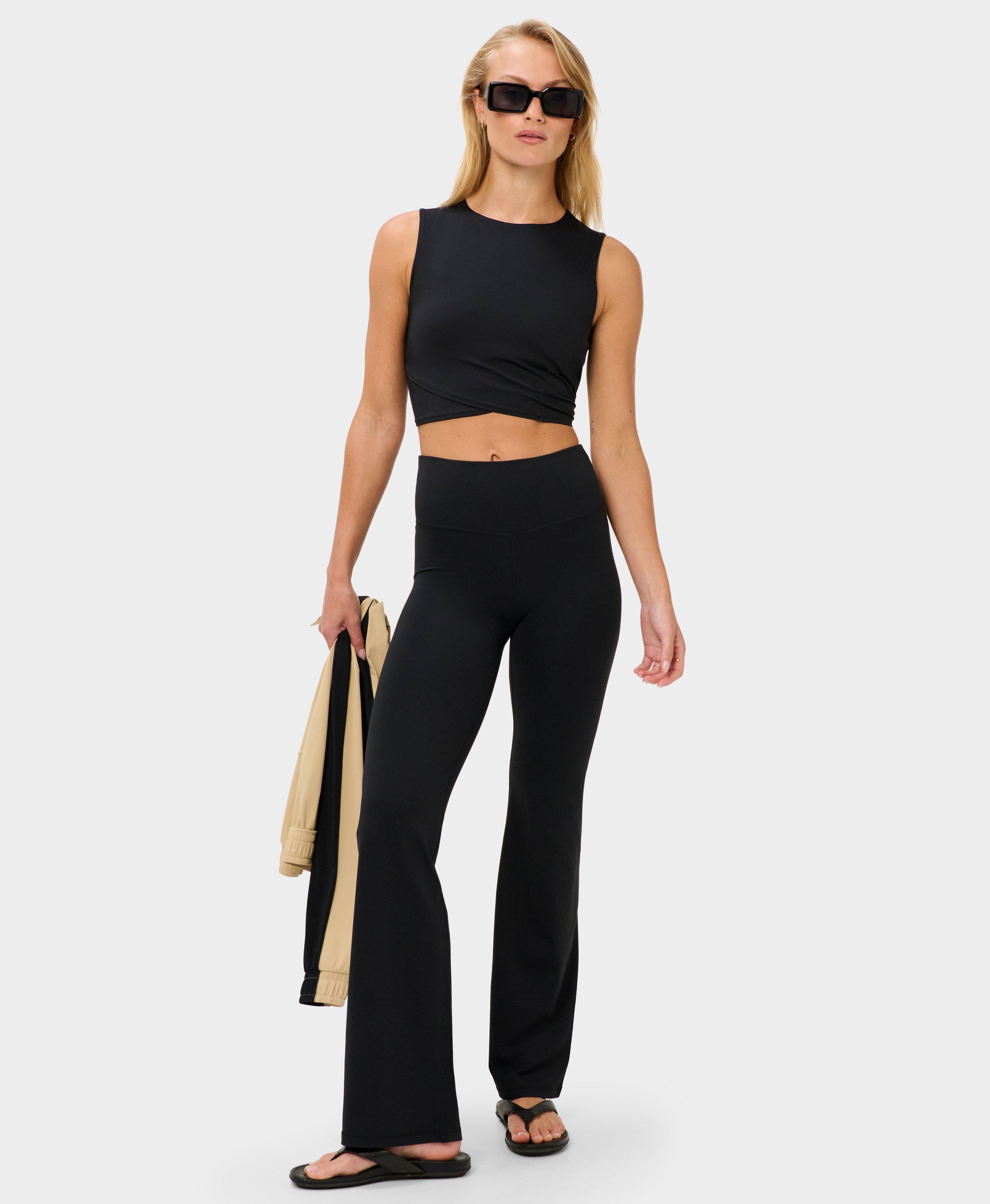 All Day Cropped Wrap Tank - Black