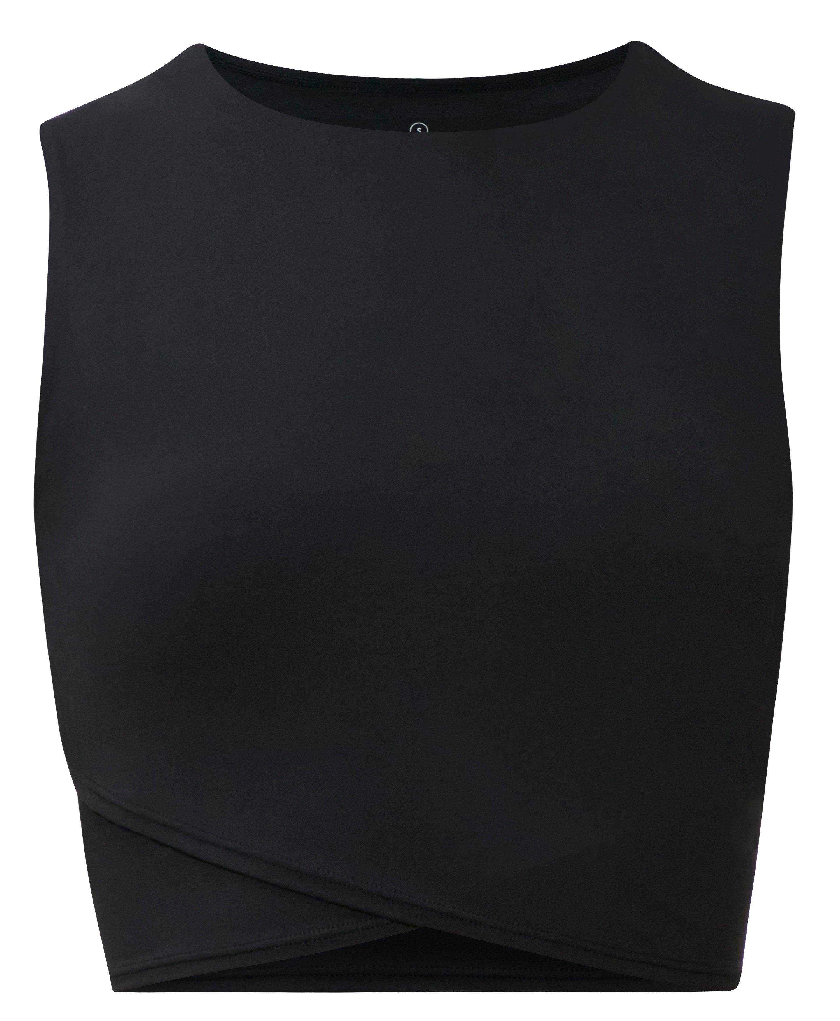All Day Cropped Wrap Tank - Black