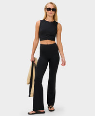 All Day Cropped Wrap Tank - Black