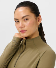 Ultimate Studio Pilates Gripper Half Zip - Khaki Brown