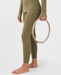 Ultimate Studio 7/8 Pilates Gripper Legging - Khaki Brown - 7/8 Length