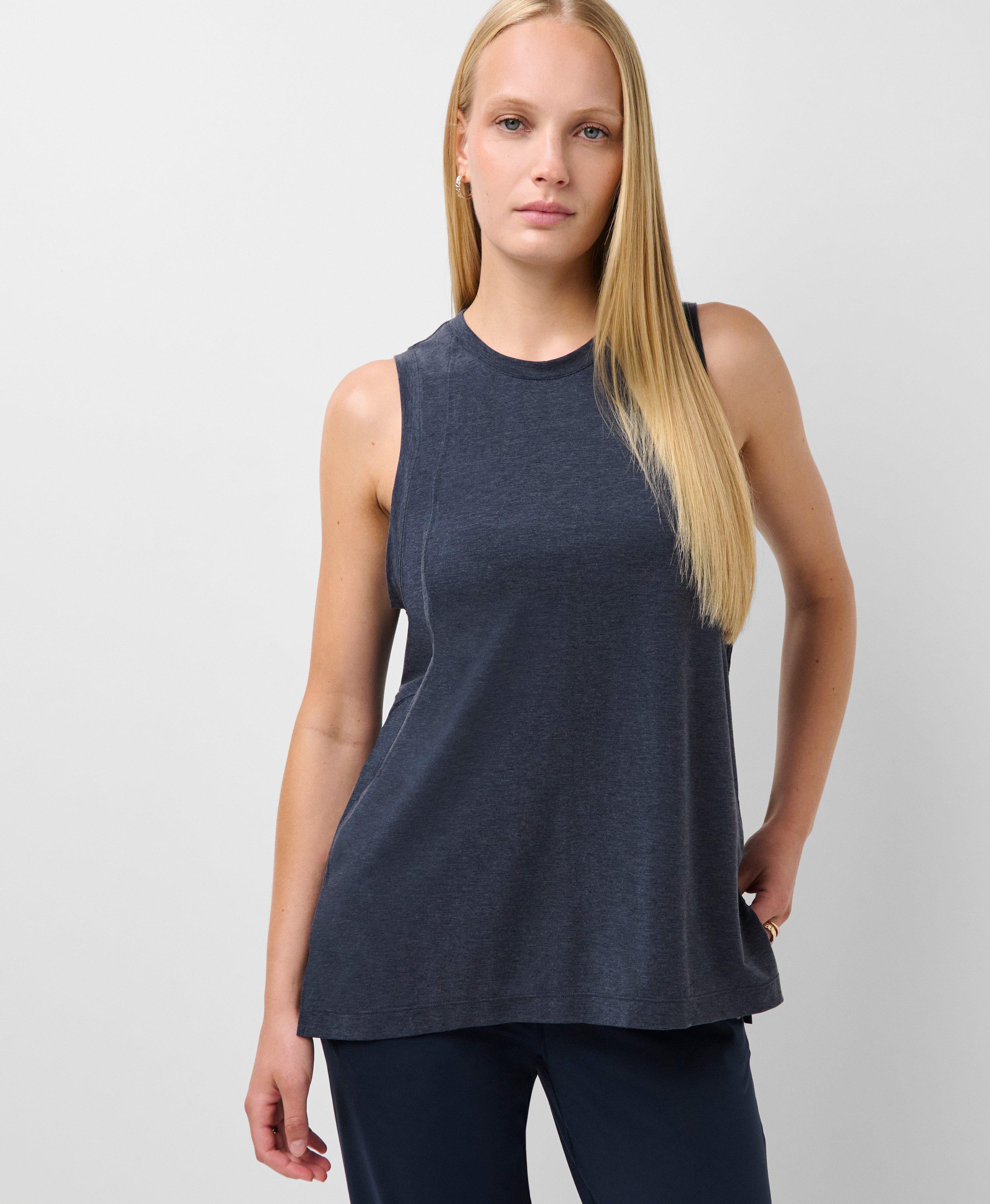 Soft Flow Studio Longline Tank - Navy Blue