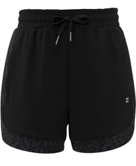 Explorer Track Piped Shorts - Black Black Ink Leopard Print - 4" Inseam