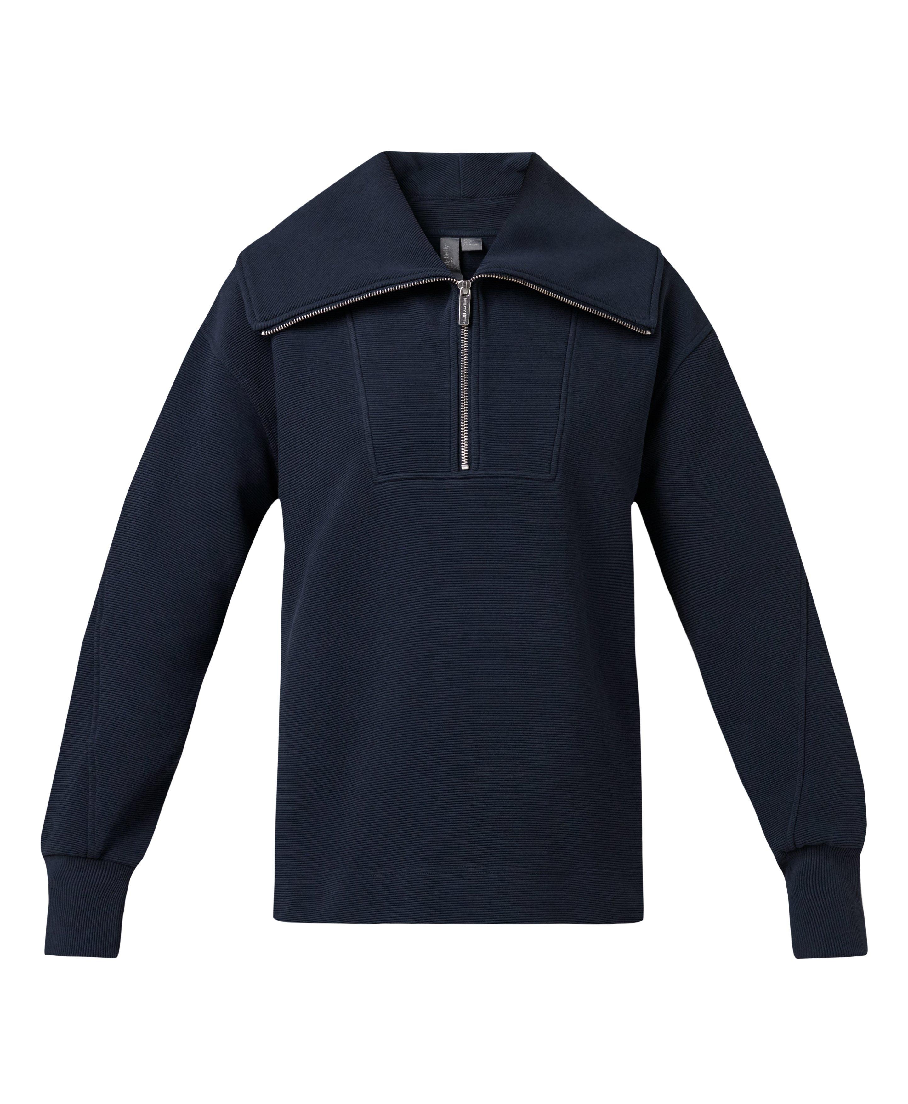 Peaceful Ribbed Half Zip Sweatshirt - Navy Blue