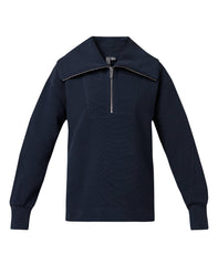 Peaceful Ribbed Half Zip Sweatshirt - Navy Blue