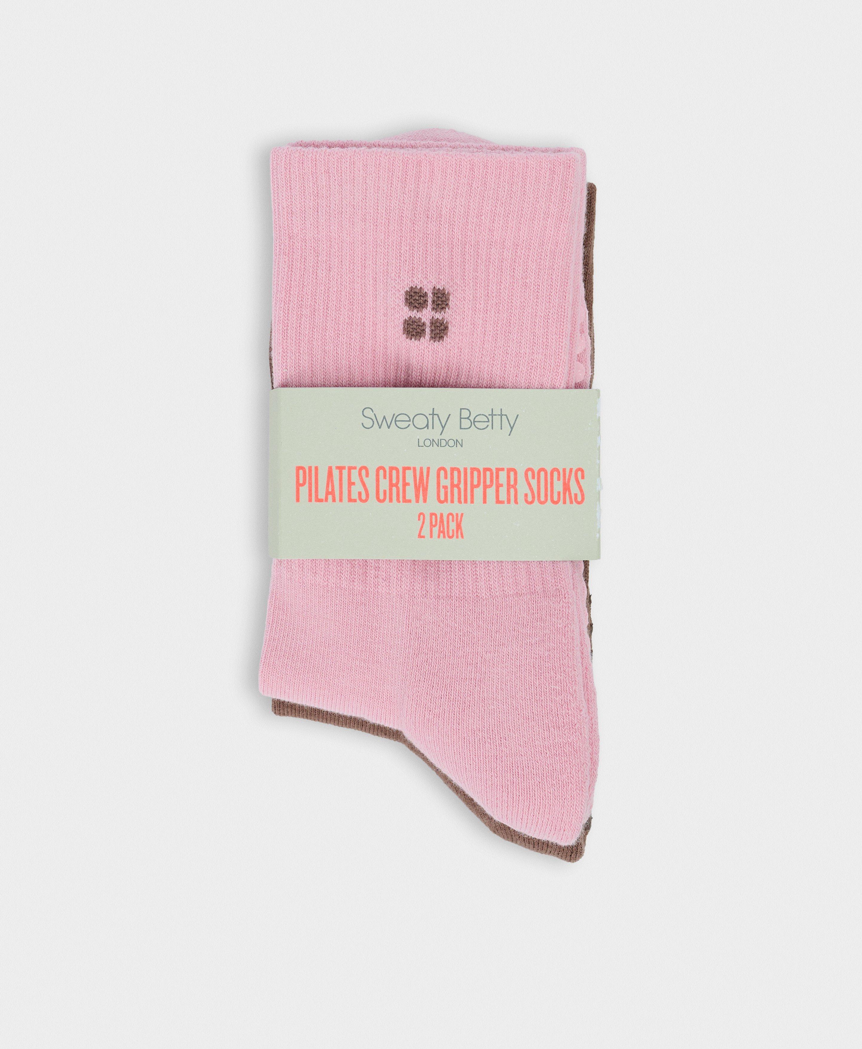 Pilates Crew Grip Socks 2 Pack - Deco Pink Chestnut Brown