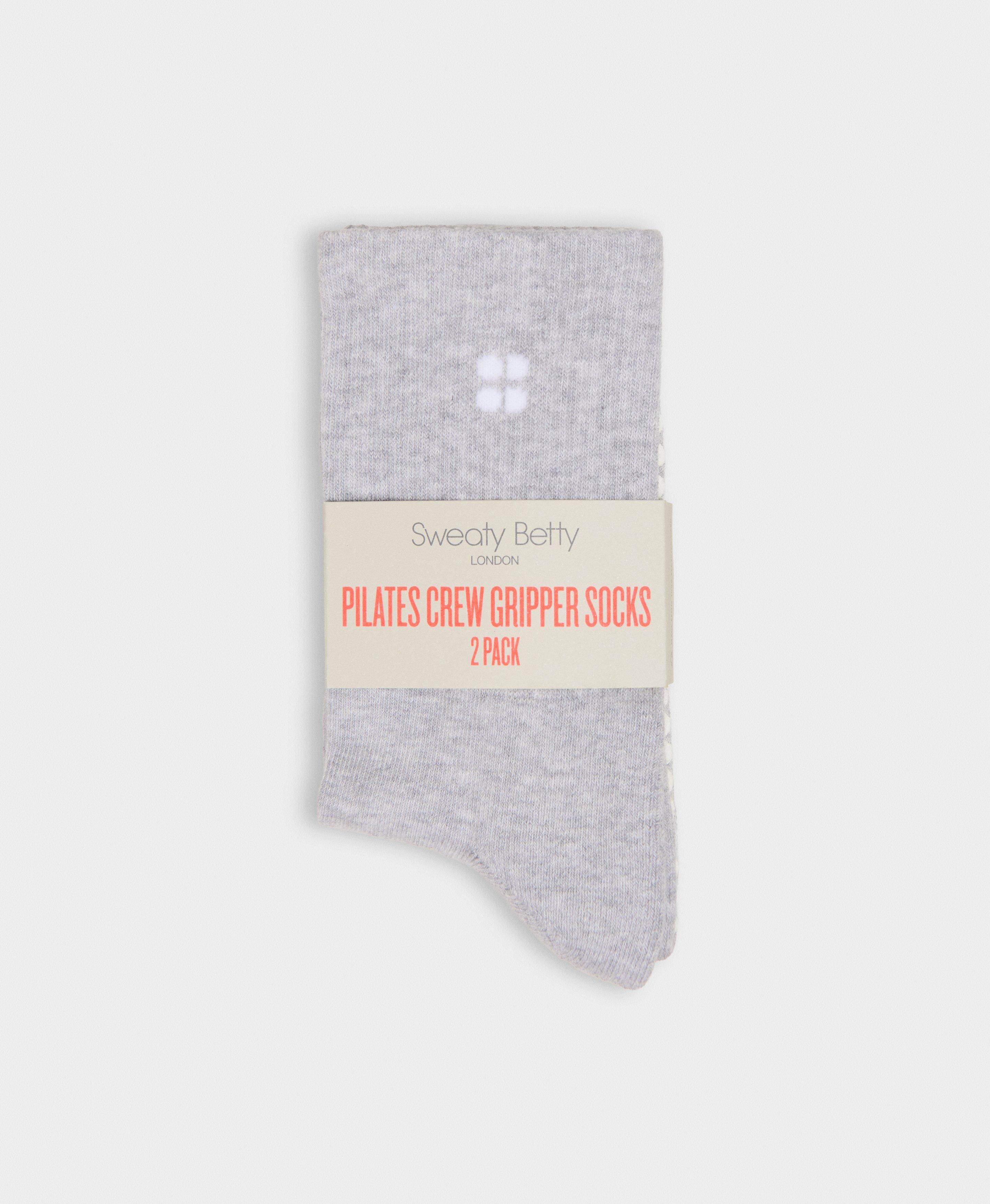 Pilates Crew Grip Socks 2 Pack - Light Grey Marl