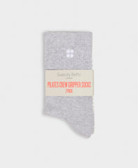 Pilates Crew Grip Socks 2 Pack - Light Grey Marl