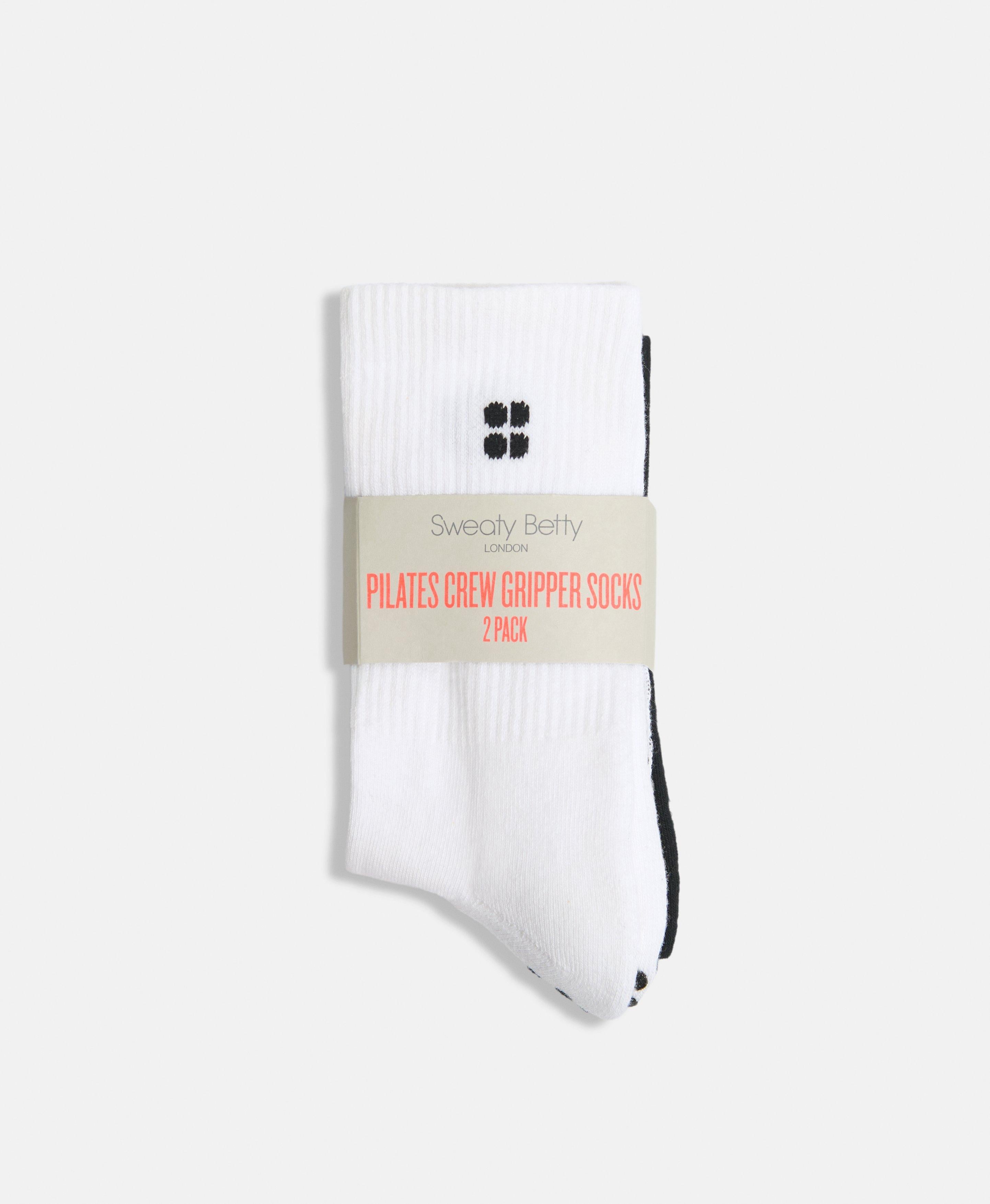 Pilates Crew Grip Socks 2 Pack - White Black