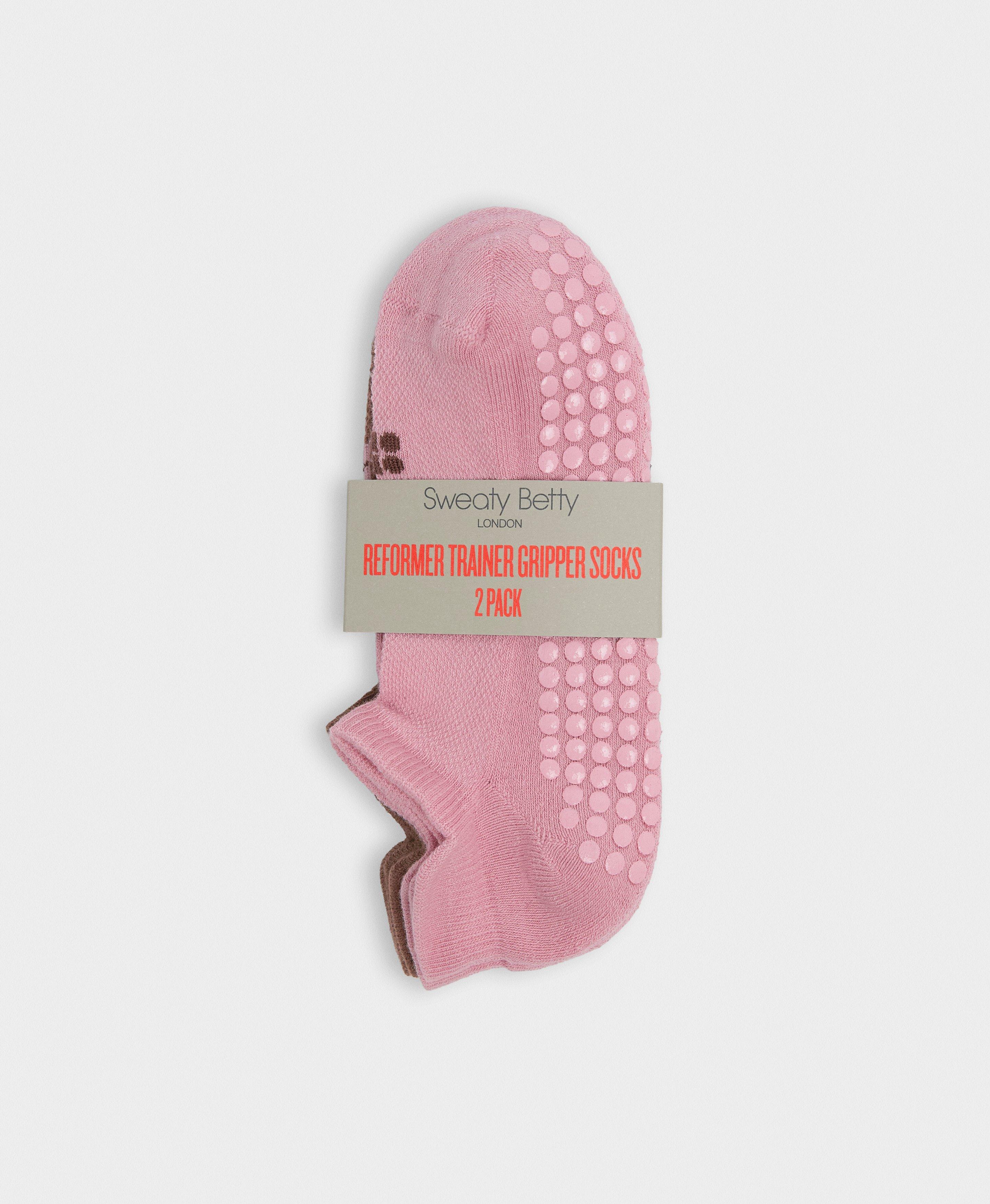 Reformer Sneaker Gripper Socks 2 Pack - Deco Pink Chestnut Brown