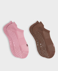 Reformer Sneaker Gripper Socks 2 Pack - Deco Pink Chestnut Brown