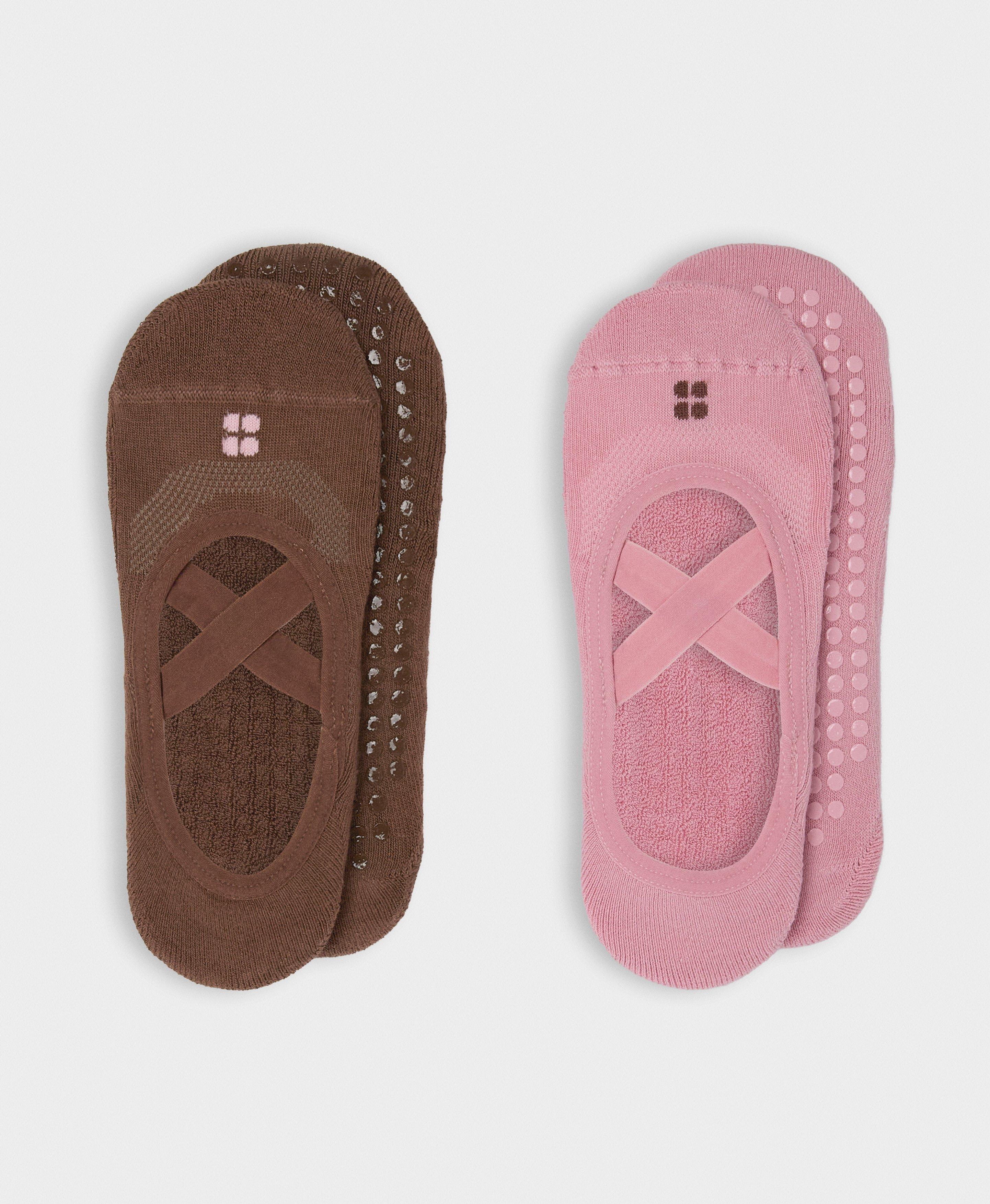 Ballet Gripper Socks 2 Pack - Deco Pink Chestnut Brown