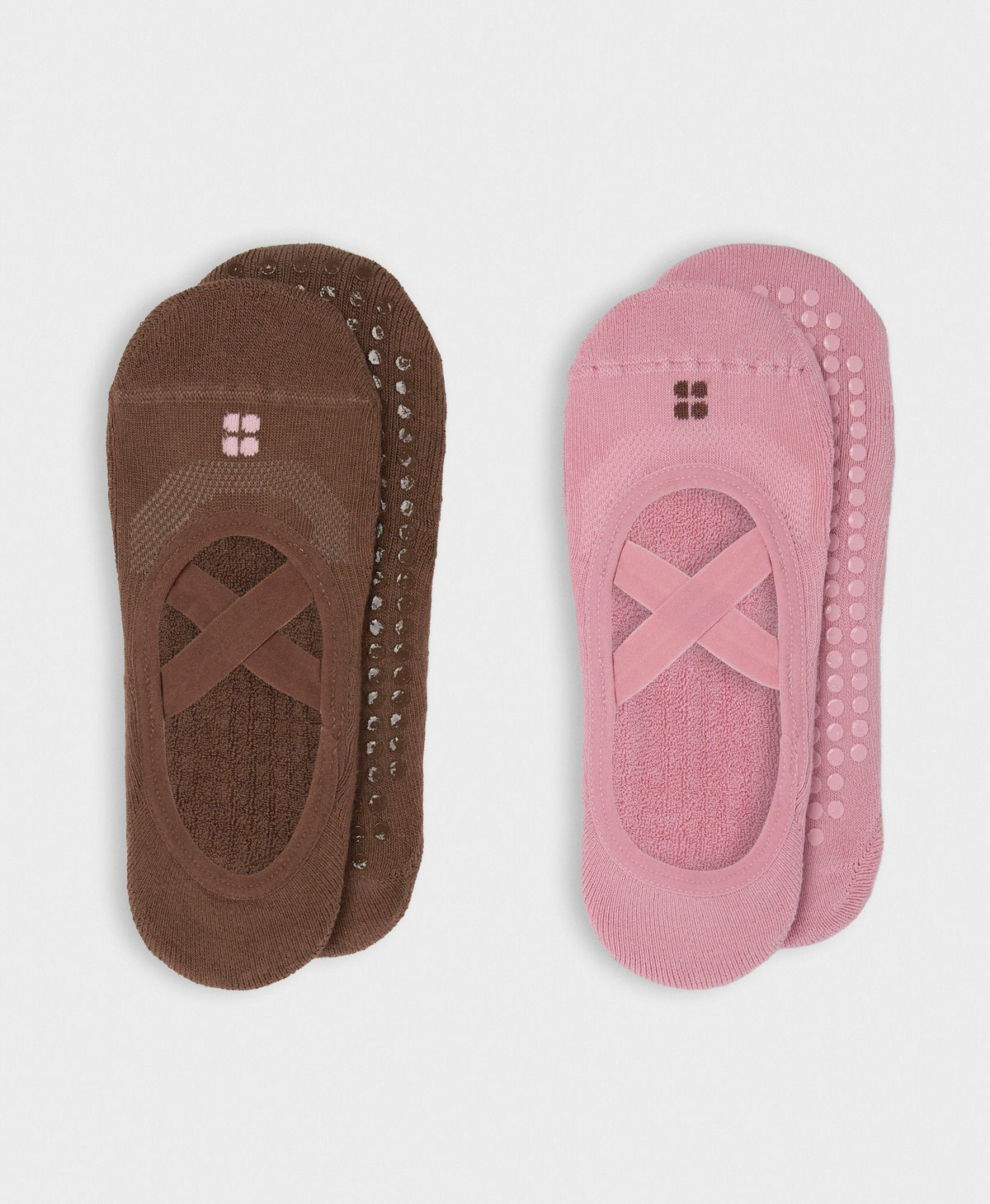 Ballet Gripper Socks 2 Pack - Deco Pink Chestnut Brown