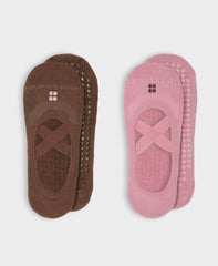 Ballet Gripper Socks 2 Pack - Deco Pink Chestnut Brown