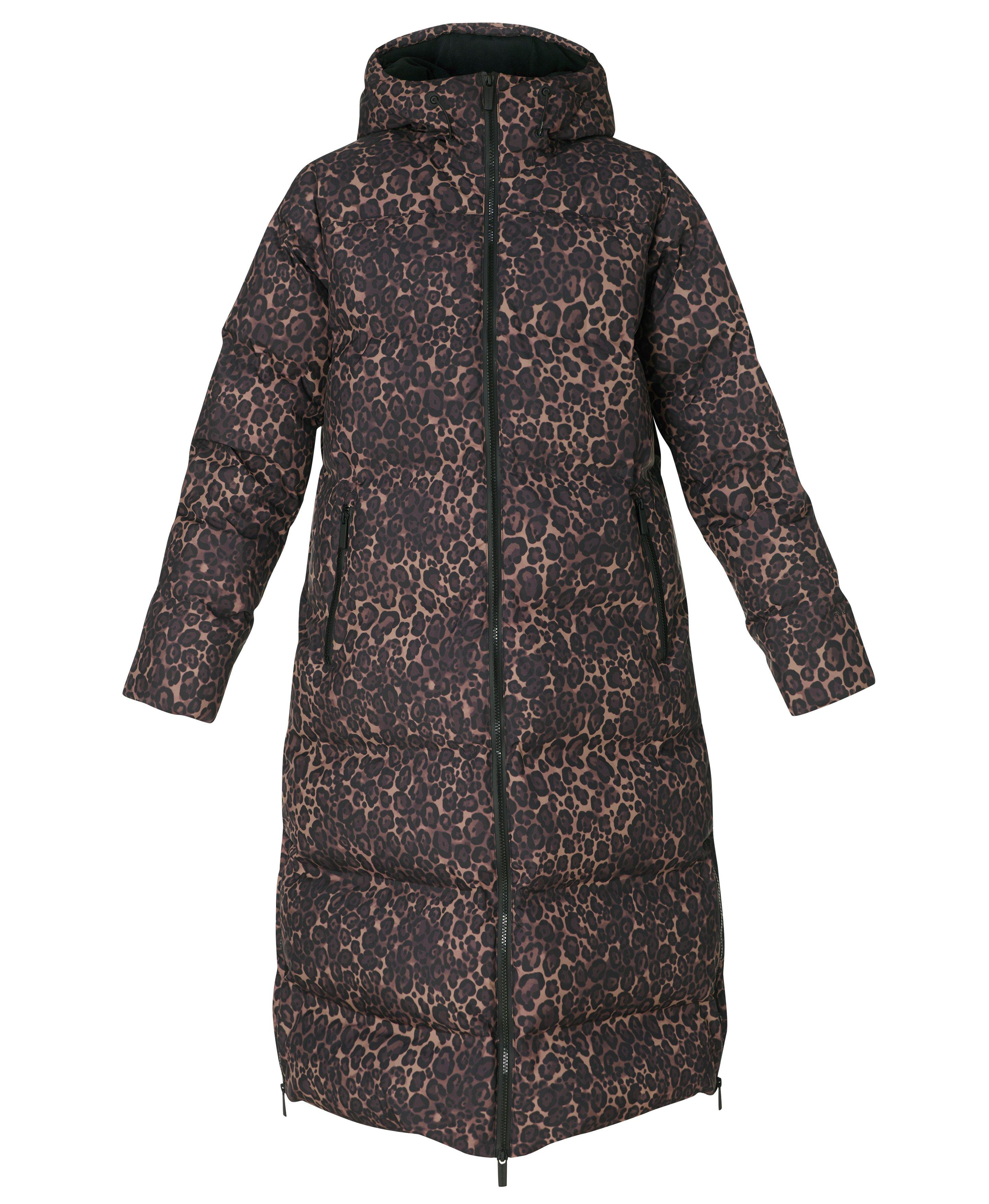 Nimbus Longline Waterproof Puffer - Brown Wild Leopard Print