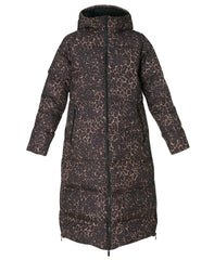 Nimbus Longline Waterproof Puffer - Brown Wild Leopard Print