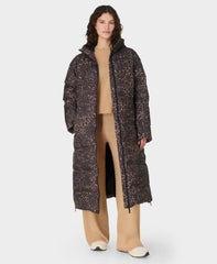 Nimbus Longline Waterproof Puffer - Brown Wild Leopard Print