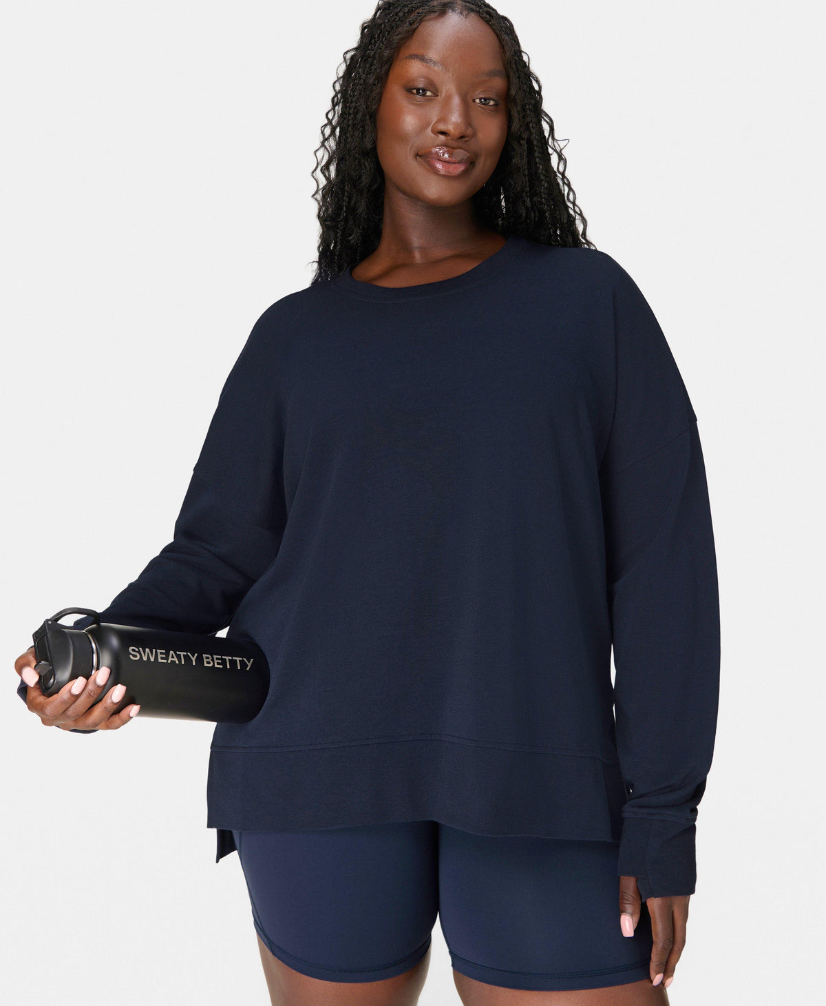 After Class Longline Sweatshirt - Navy Blue