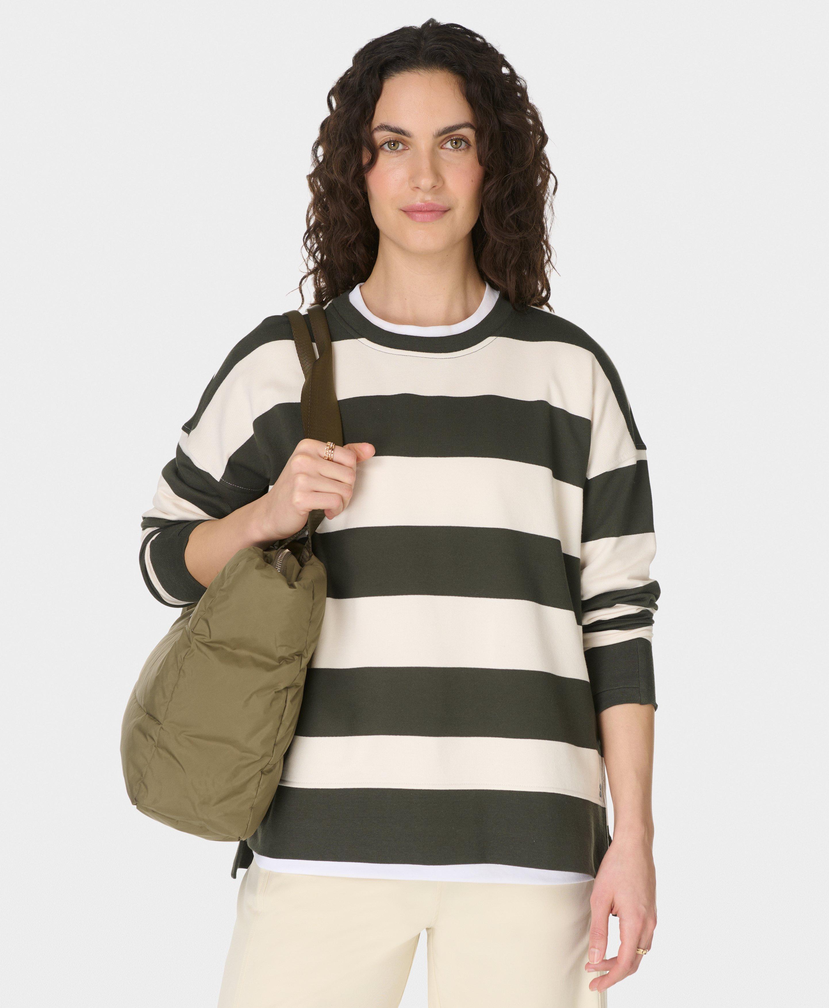 After Class Longline Sweatshirt - NoriGreenLilyWhiteLargeStripe