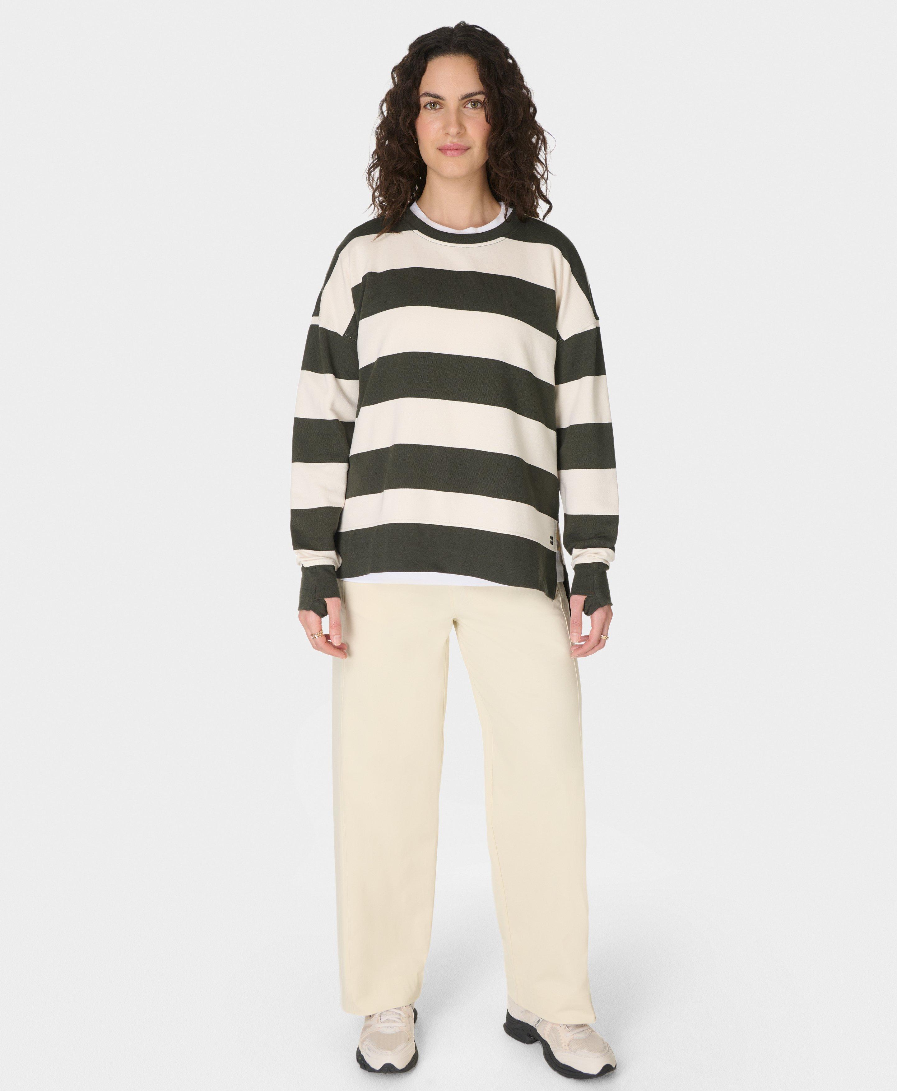 After Class Longline Sweatshirt - NoriGreenLilyWhiteLargeStripe