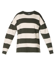 After Class Longline Sweatshirt - NoriGreenLilyWhiteLargeStripe