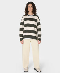 After Class Longline Sweatshirt - NoriGreenLilyWhiteLargeStripe