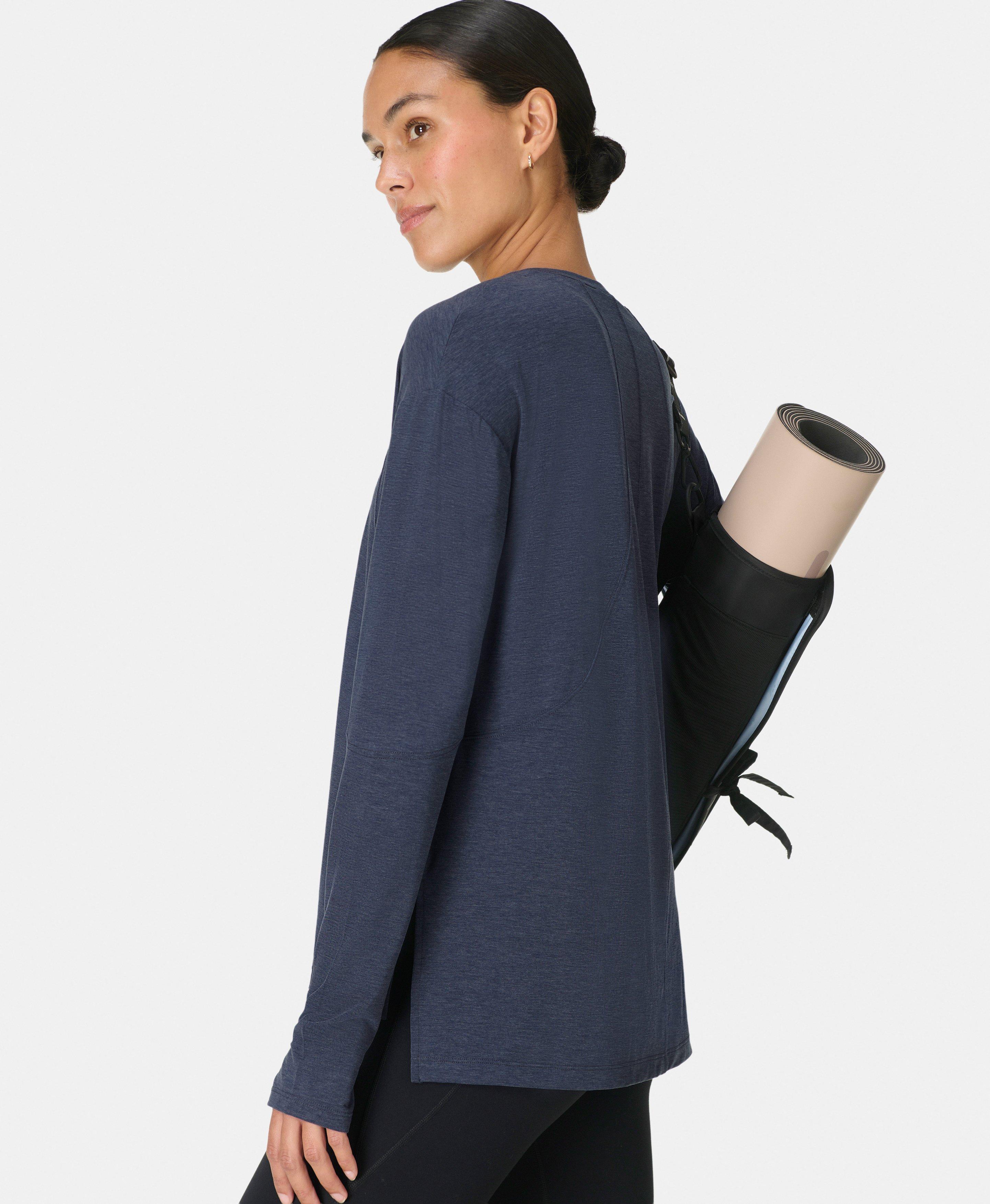Soft Flow Studio Longline Long Sleeve Tee - Navy Blue