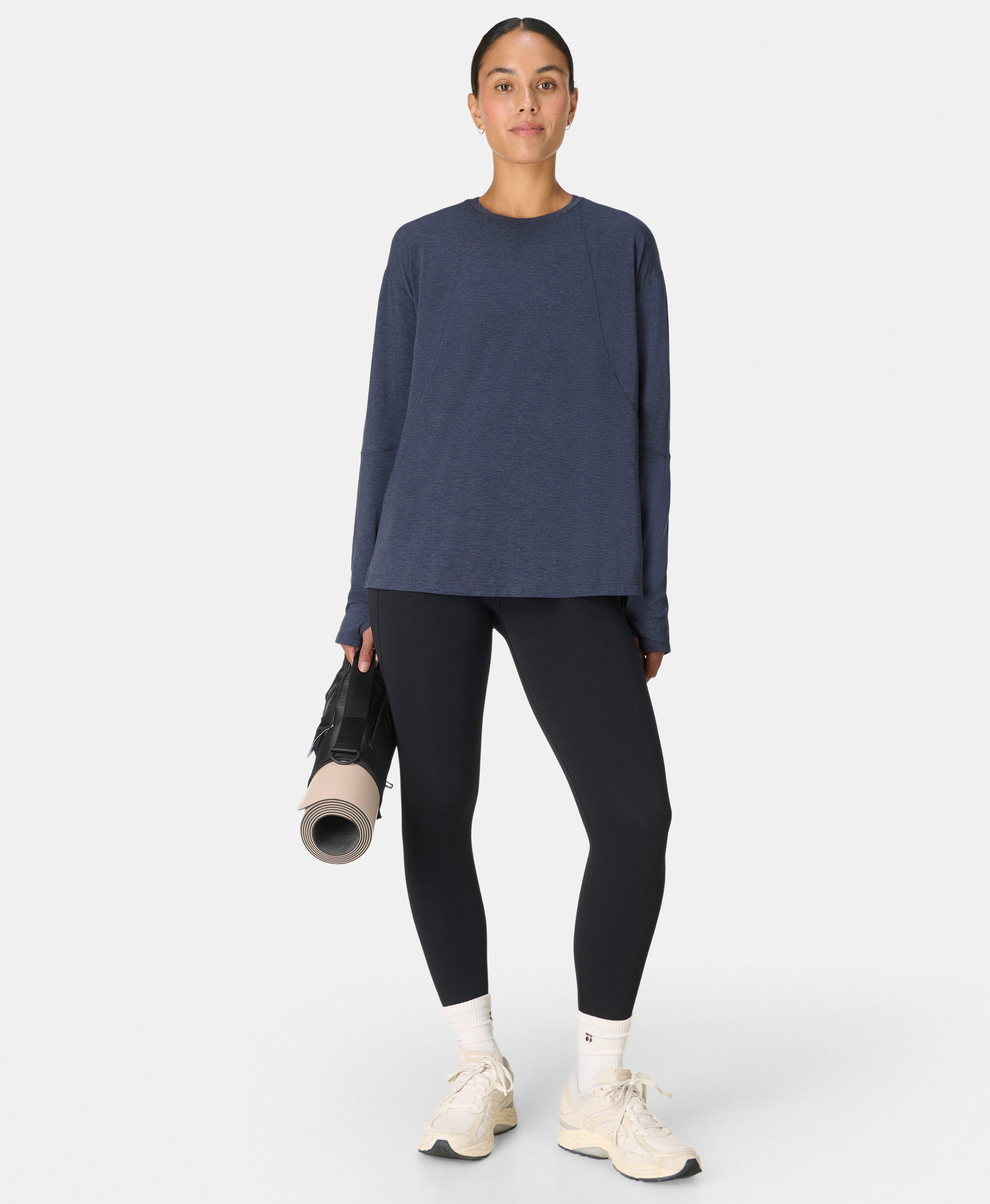 Soft Flow Studio Longline Long Sleeve Tee - Navy Blue