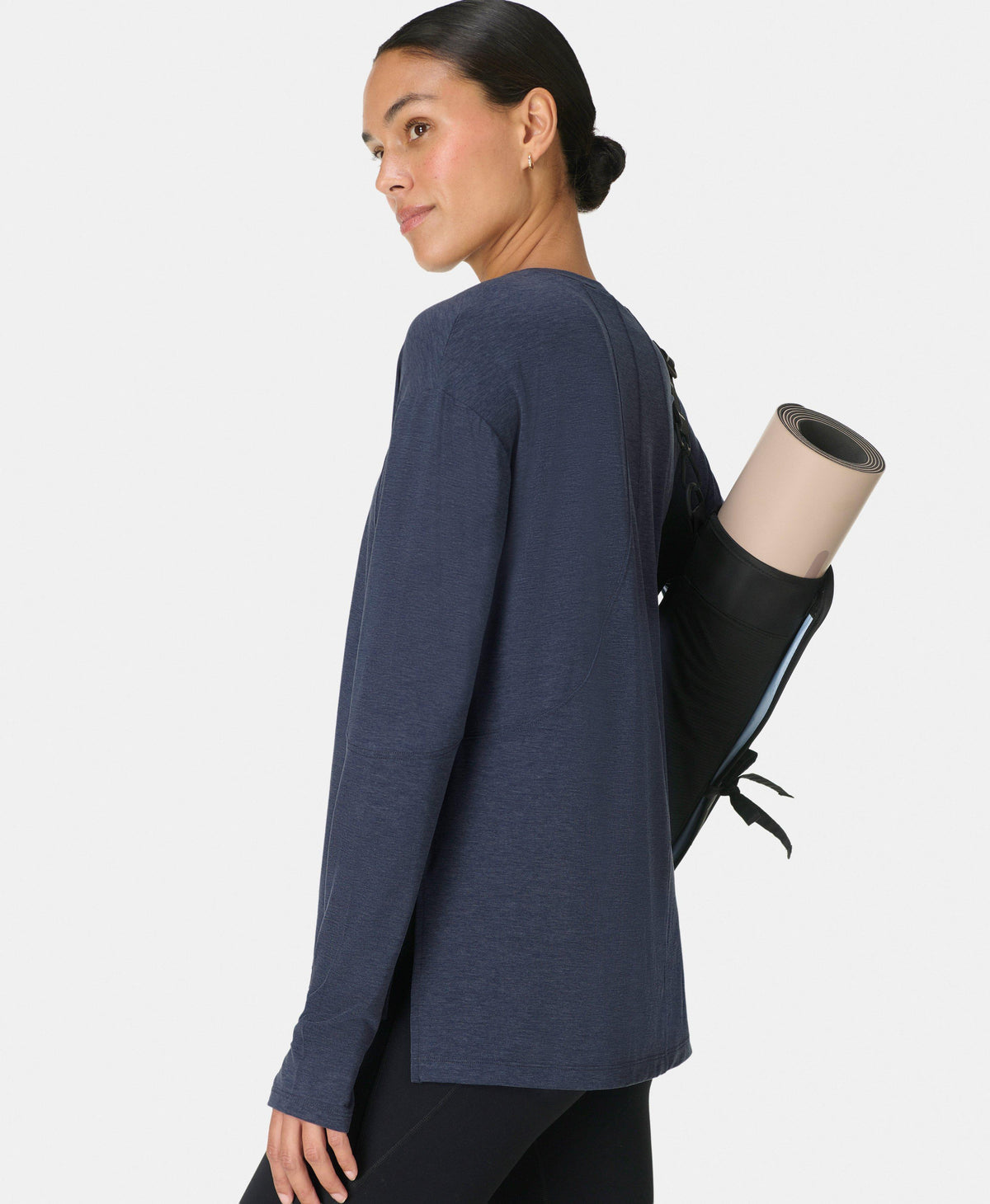 Soft Flow Studio Longline Long Sleeve Tee - Navy Blue