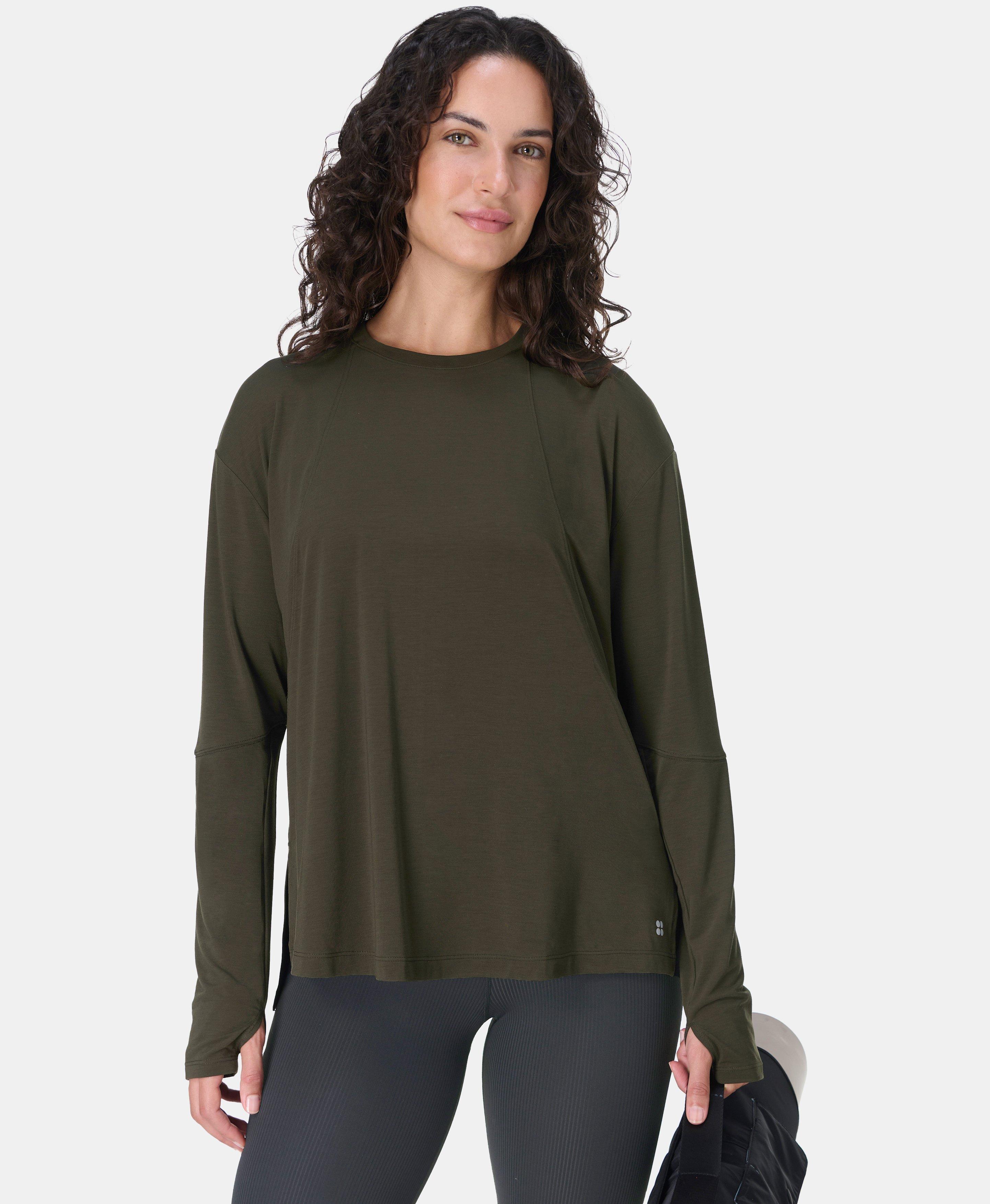 Soft Flow Studio Longline Long Sleeve Tee - Nori Green