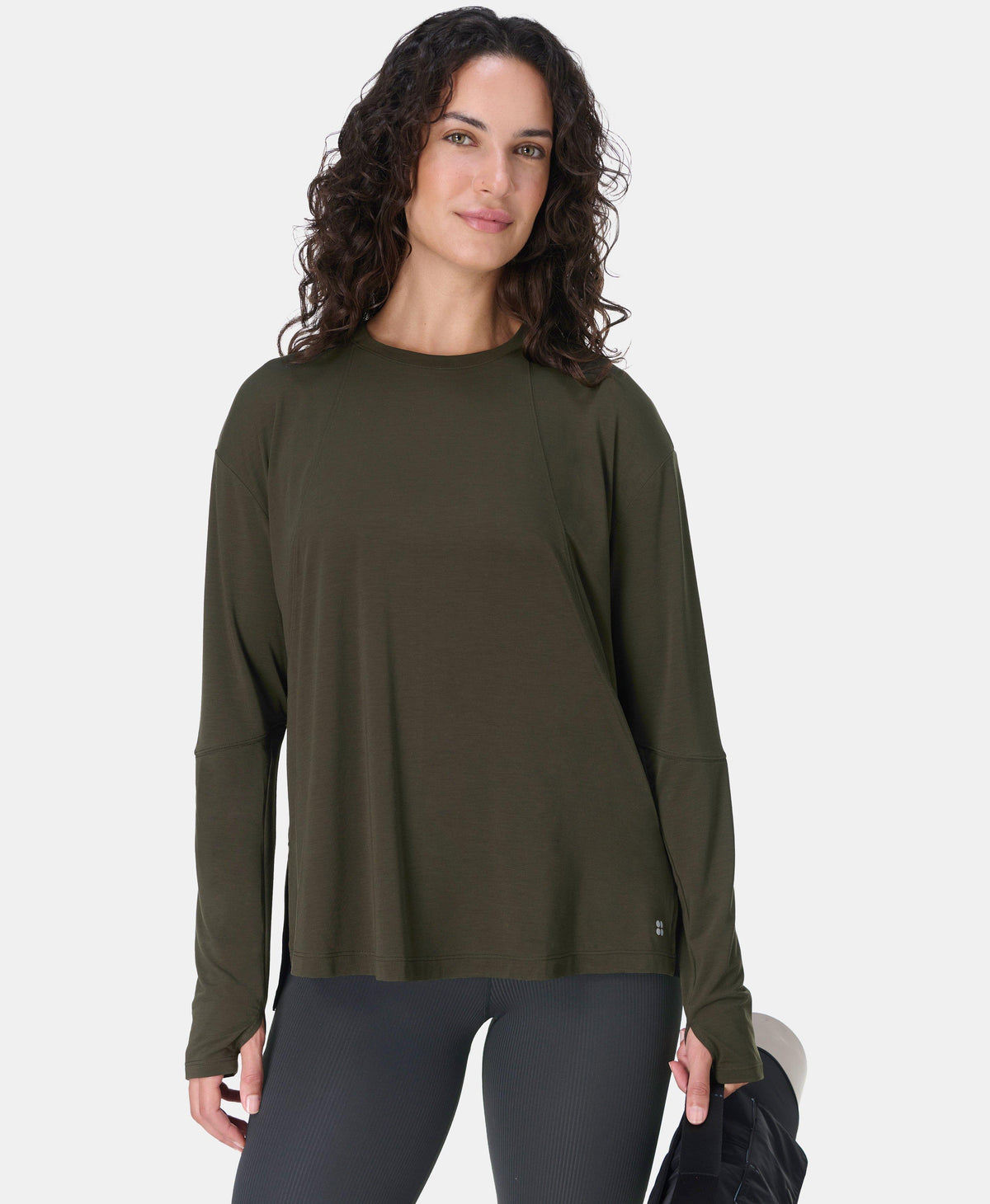 Soft Flow Studio Longline Long Sleeve Tee - Nori Green