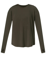 Soft Flow Studio Longline Long Sleeve Tee - Nori Green