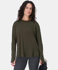 Soft Flow Studio Longline Long Sleeve Tee - Nori Green