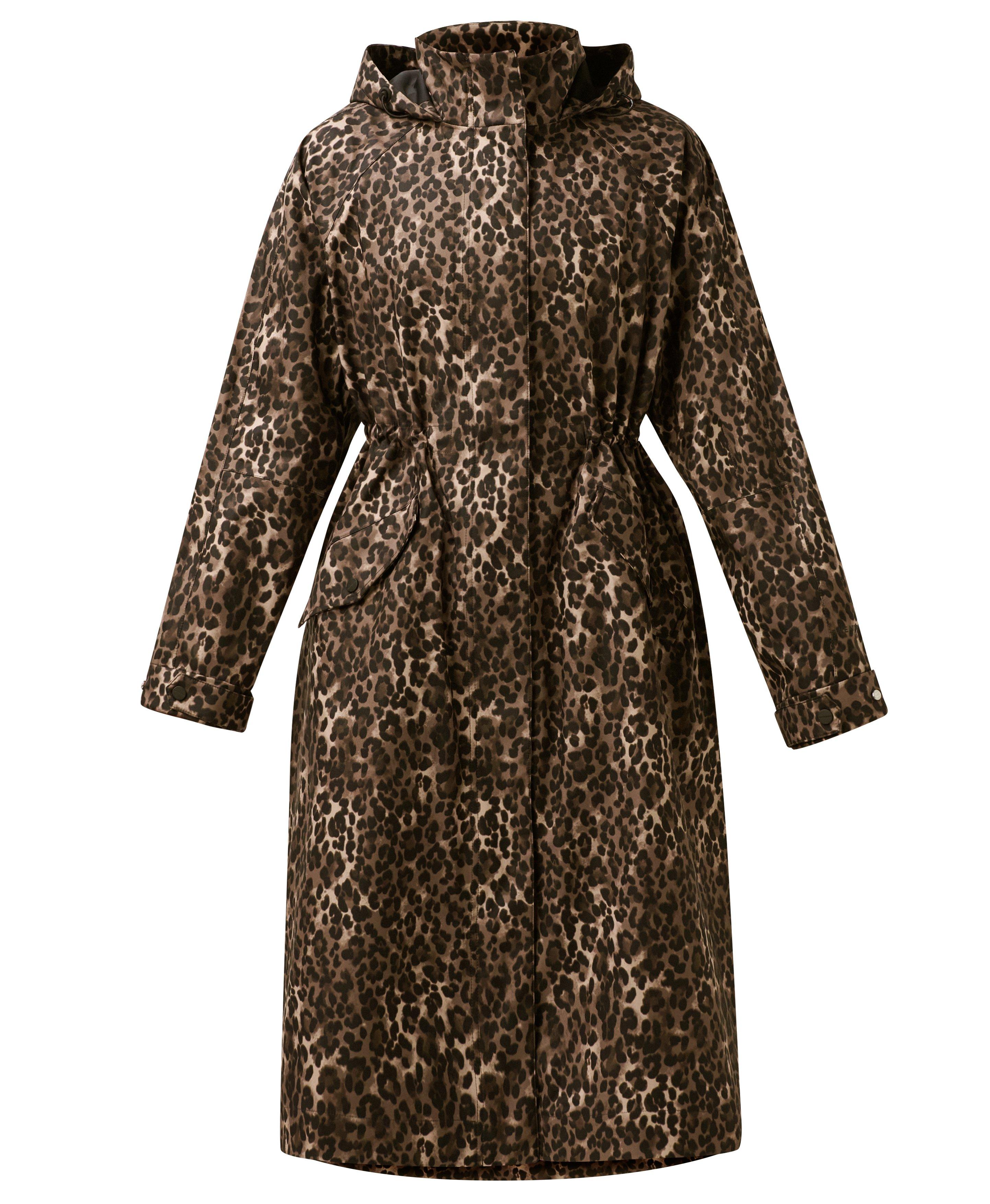 Motion Waterproof Longline Parka - Brown Ink Leopard Print