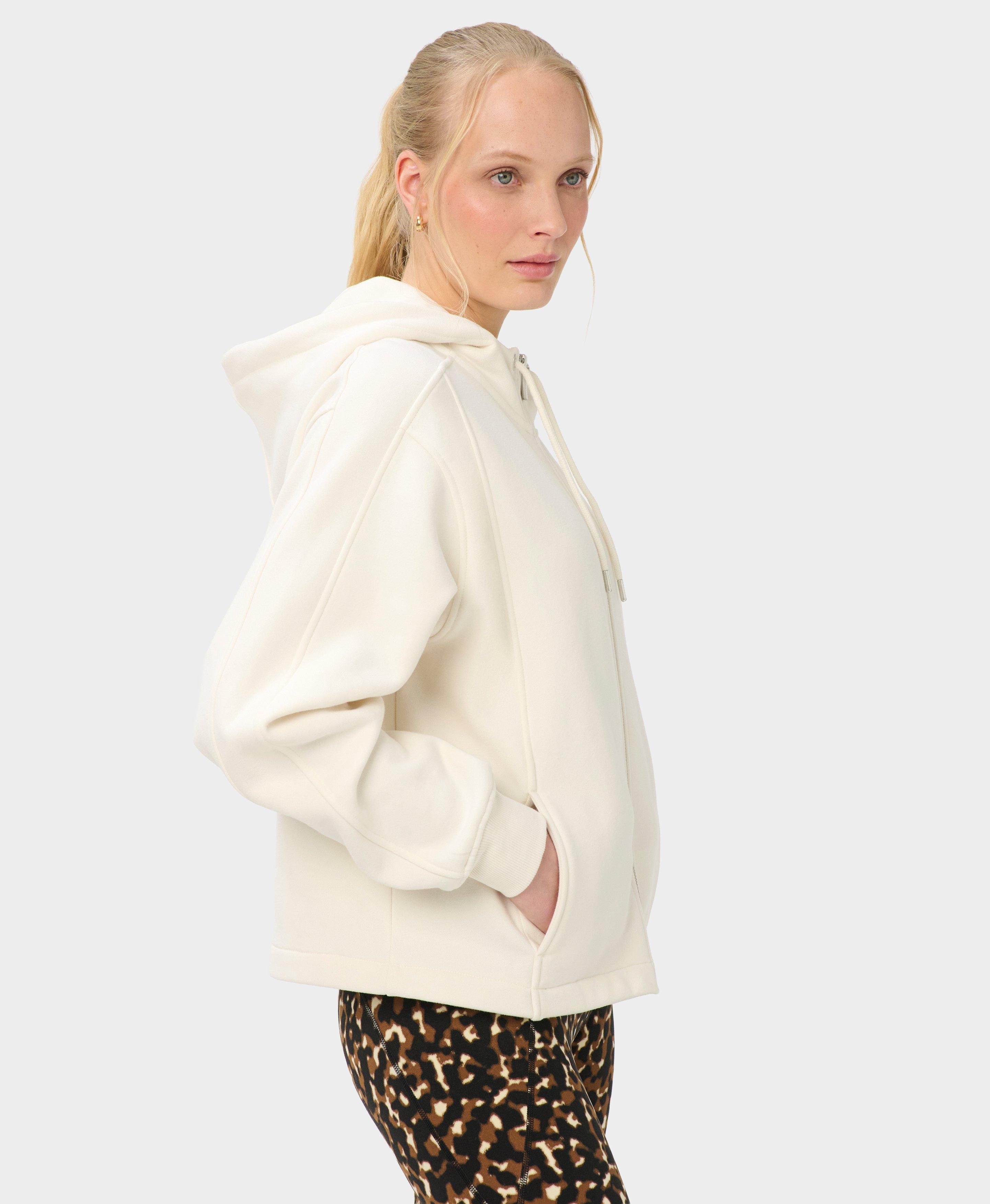 Premium Brushed Zip-Up Hoodie - Dove White