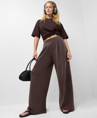 Sand Wash Wide Leg Pants - Espresso Brown